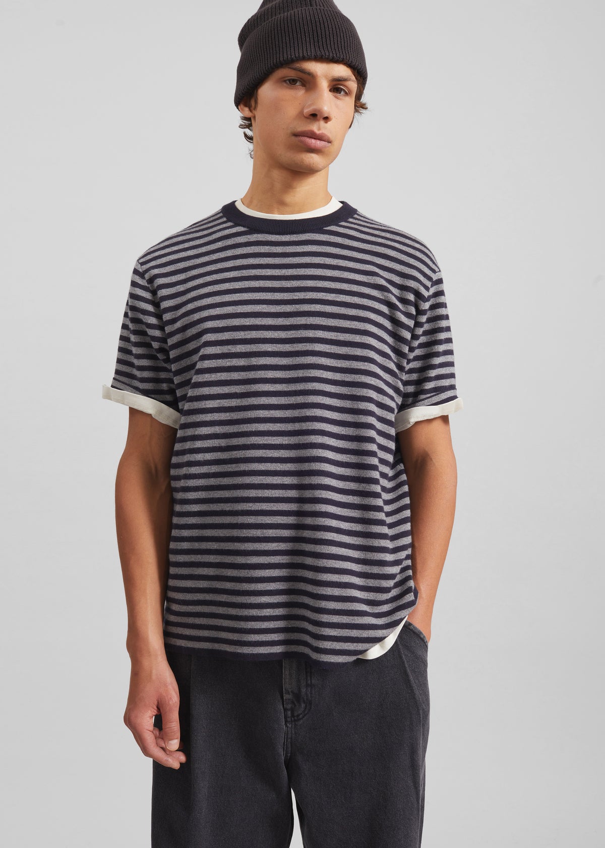 Stanmore Knit T-Shirt - Grey/Blue Stripe - 5