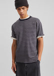 Stanmore Knit T-Shirt - Grey/Blue Stripe