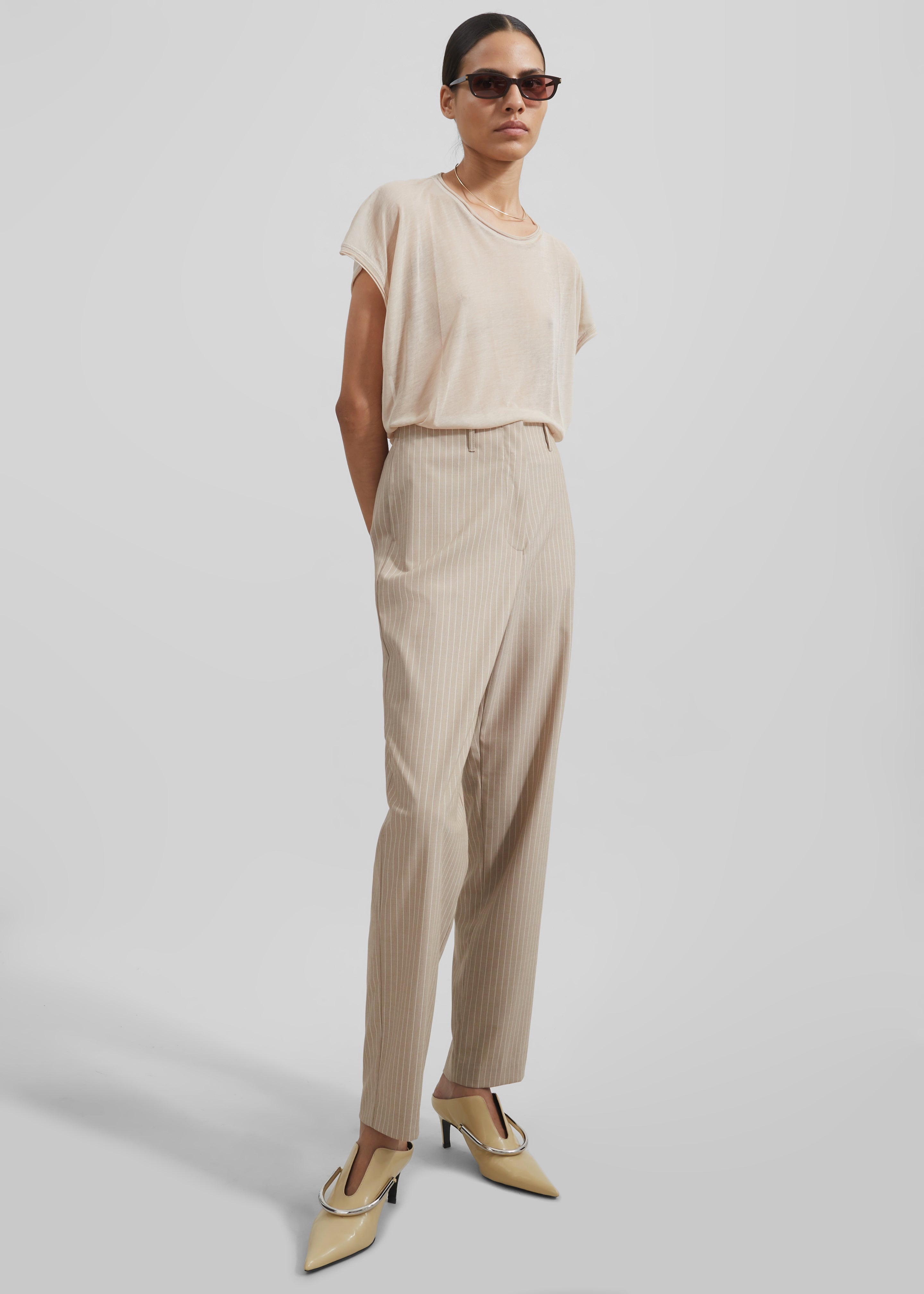 Stasia Pants - Beige Stripe - 7