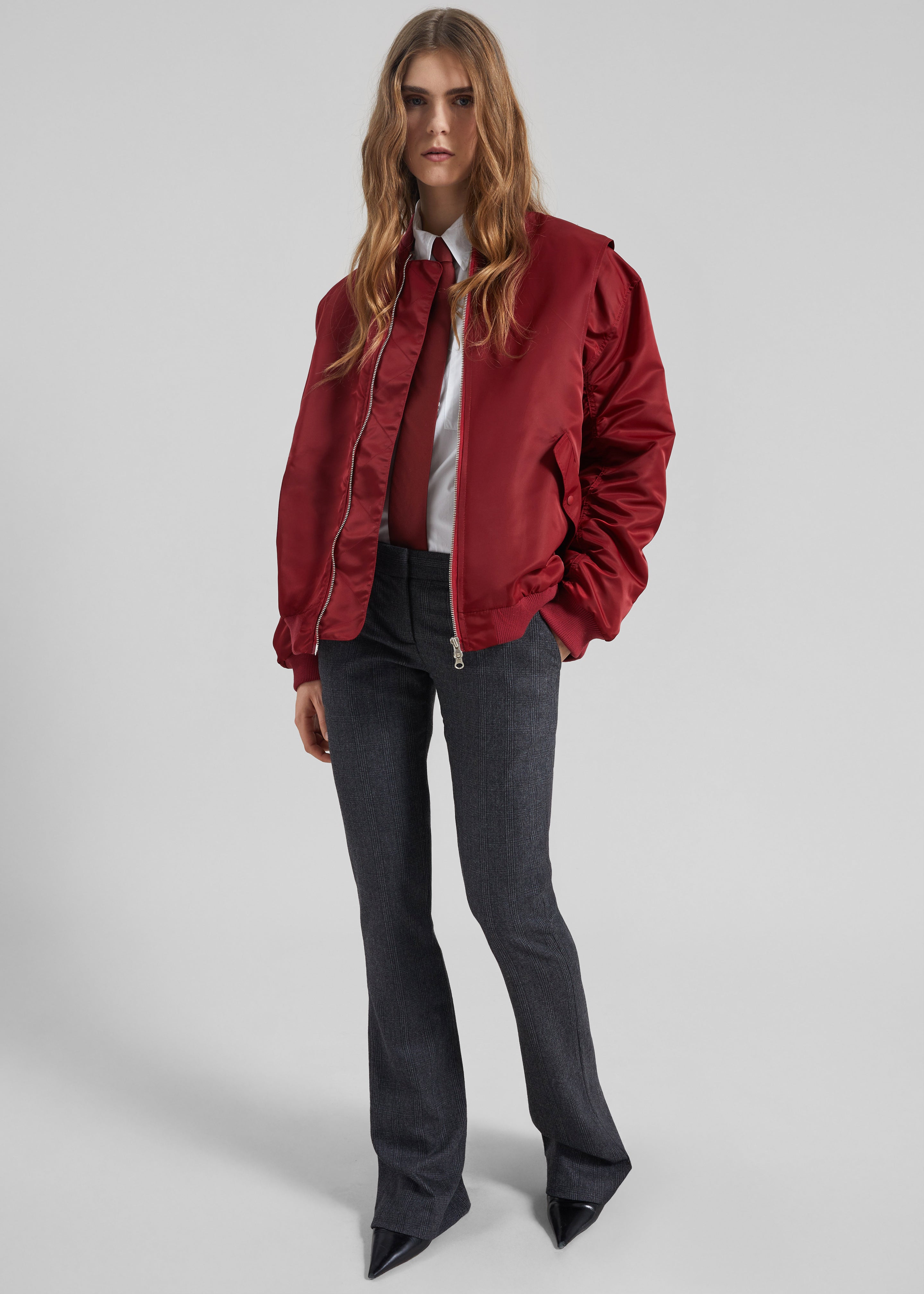 Stellan Faux Shearling Oversized Bomber Jacket - Red – The Frankie