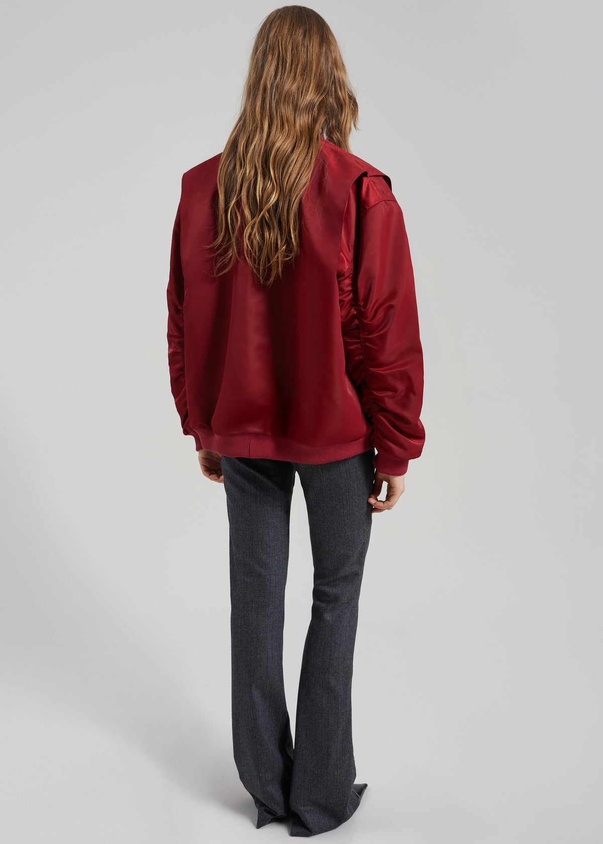 Stellan Faux Shearling Oversized Bomber Jacket - Red - 6