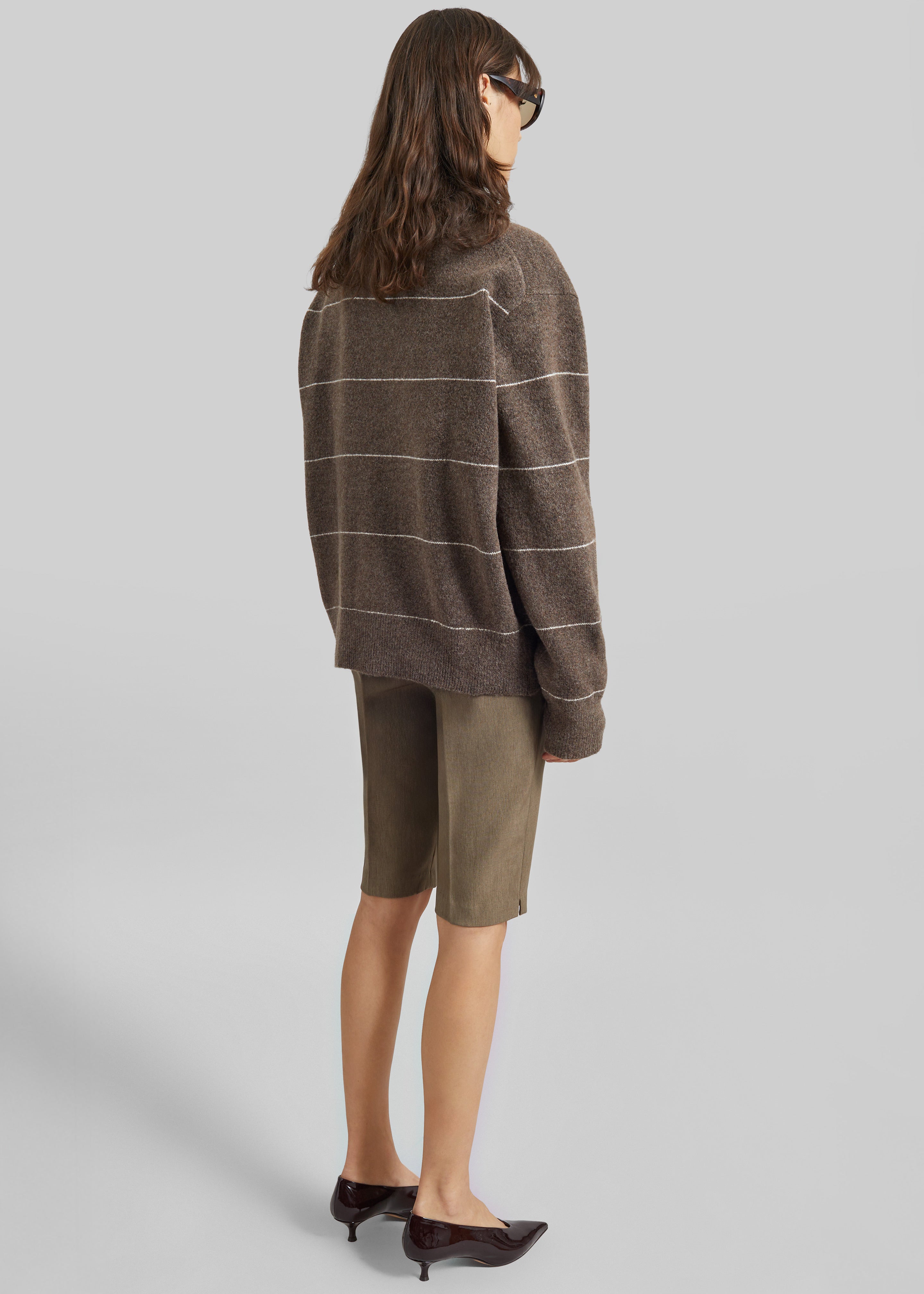 Stenvad Crewneck Cardigan - Brown/White Stripe - 5