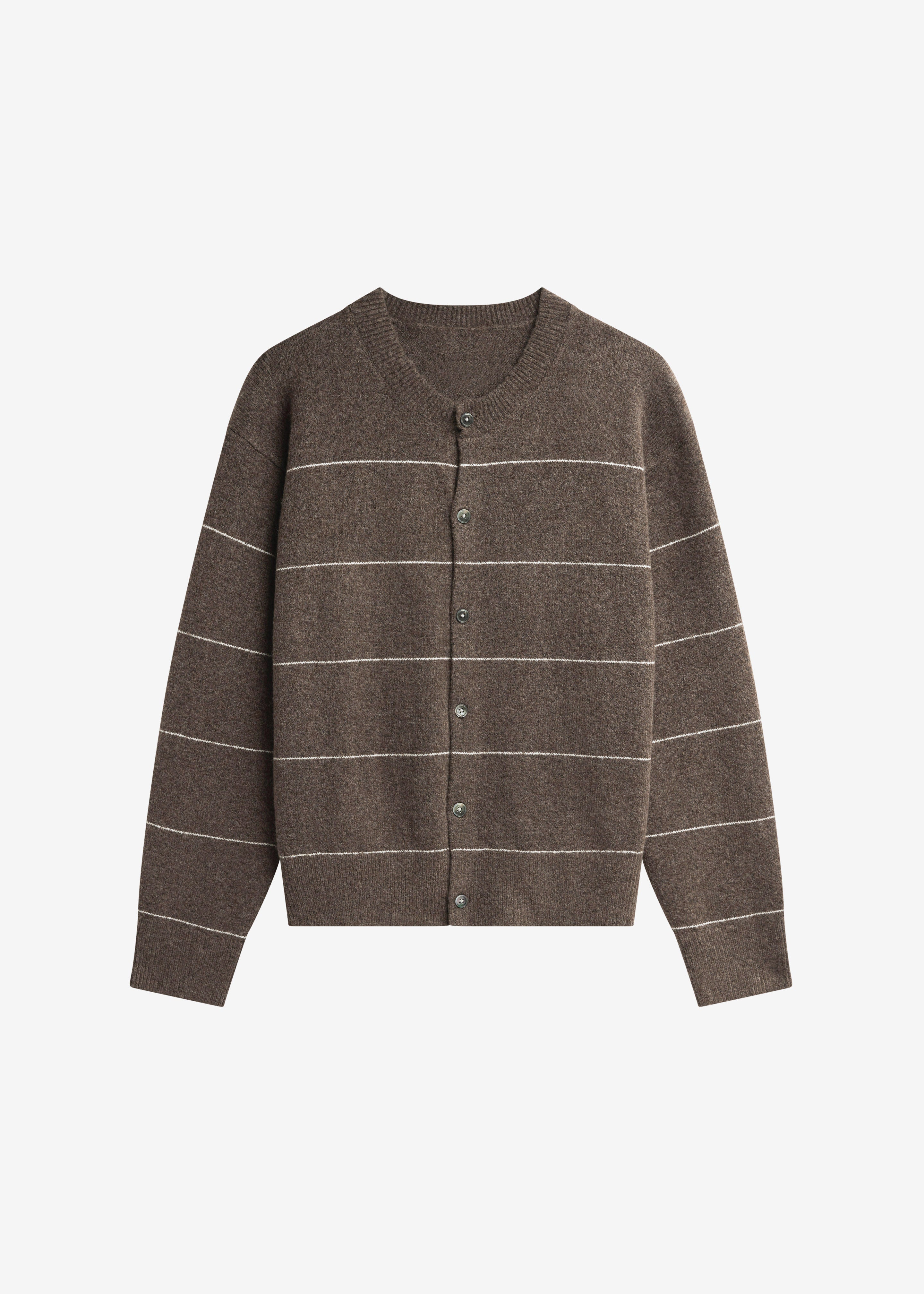 Stenvad Crewneck Cardigan - Brown/White Stripe - 7