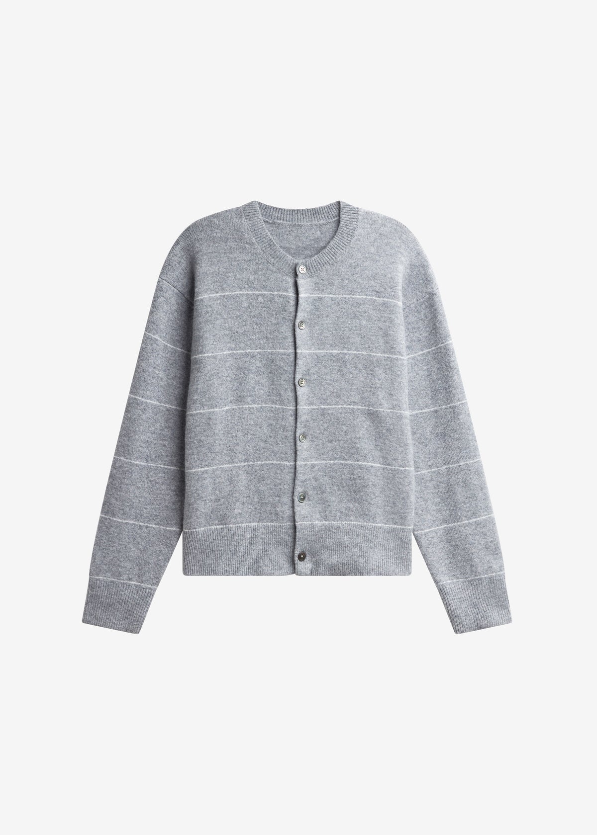 Stenvad Crewneck Cardigan - Grey/White Stripe - 7