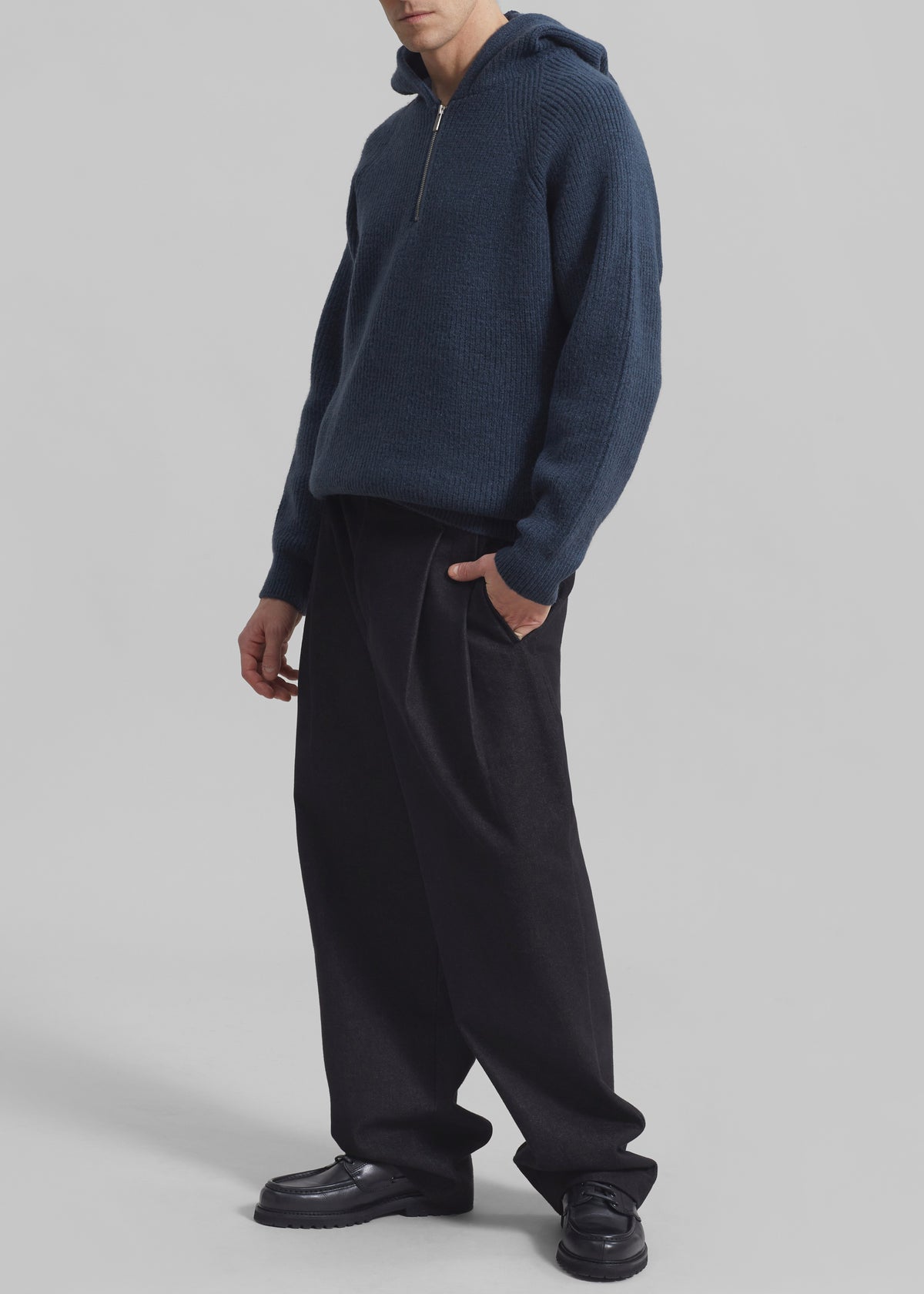 Stephen Pleated Denim Trousers - Black - 5