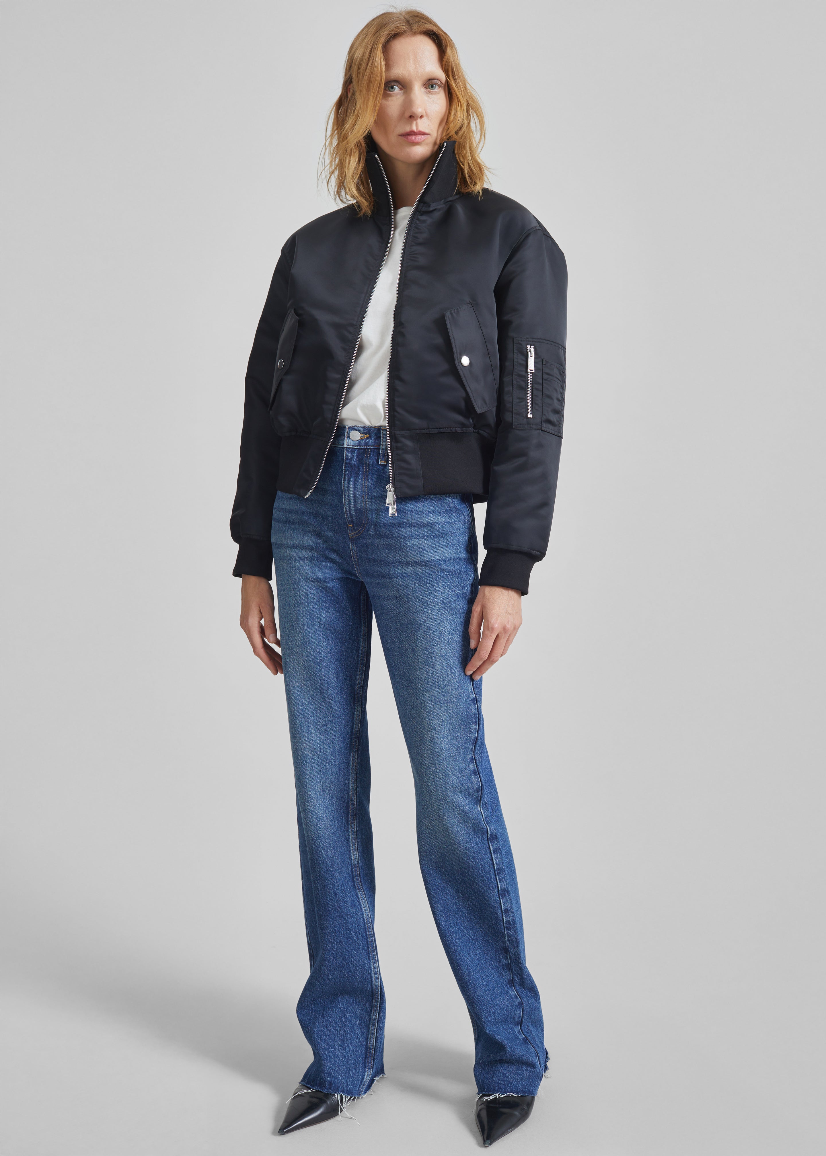 Storm Cropped Bomber Jacket - Black - 1