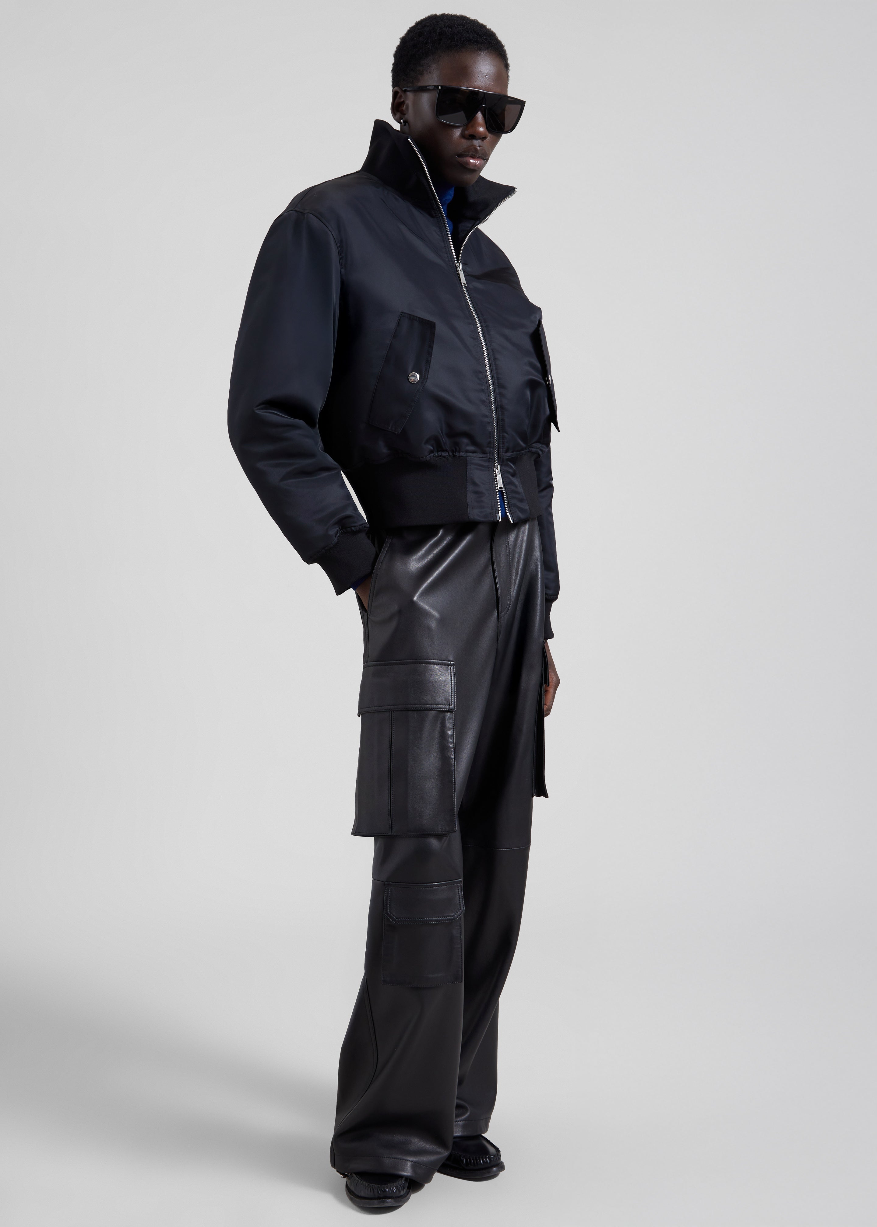 Storm Cropped Bomber Jacket - Black - 7