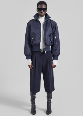 Storm Cropped Bomber Jacket - Navy