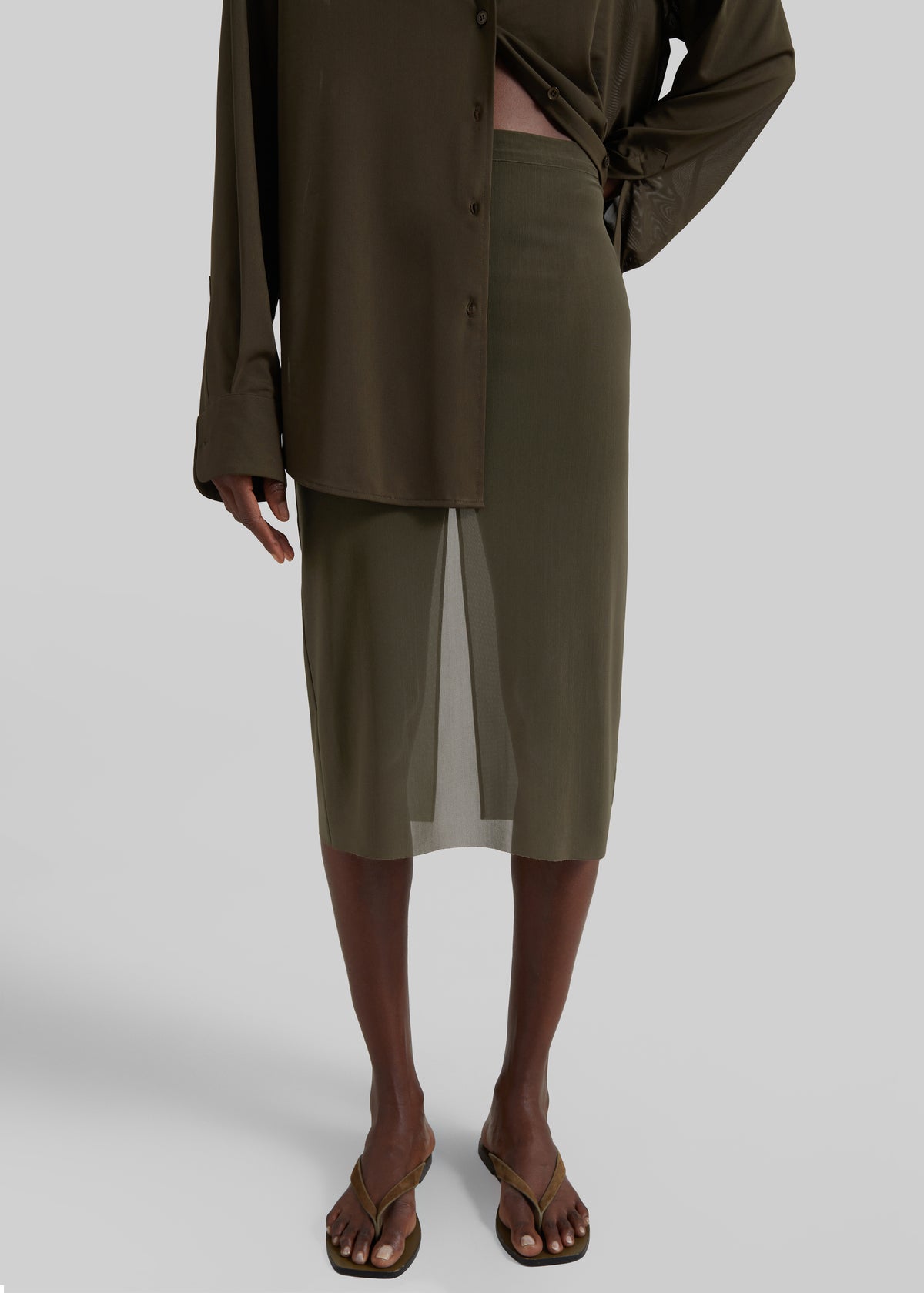 Suva Sheer Skirt - Khaki - 1