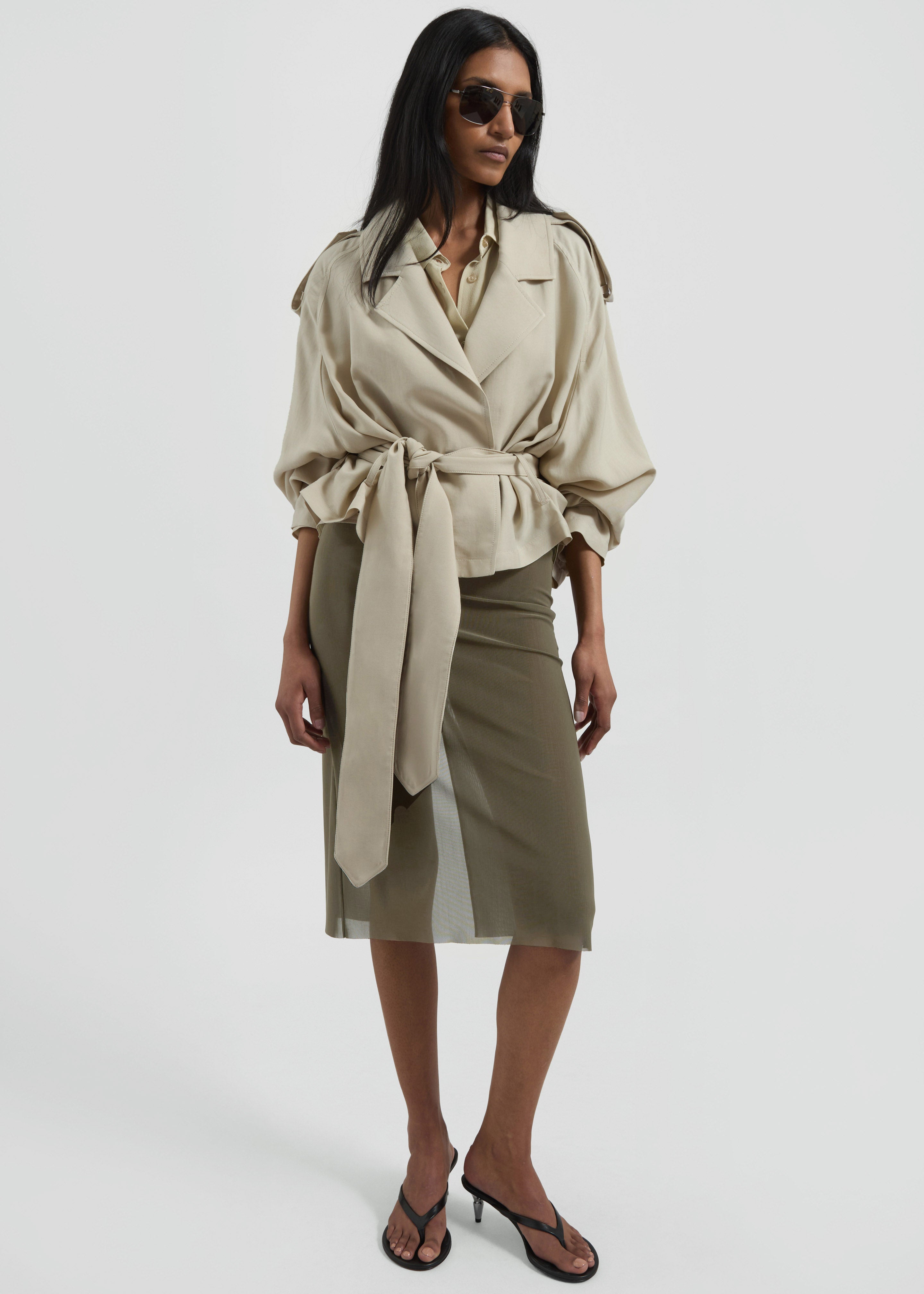 Suva Sheer Skirt - Khaki – The Frankie Shop