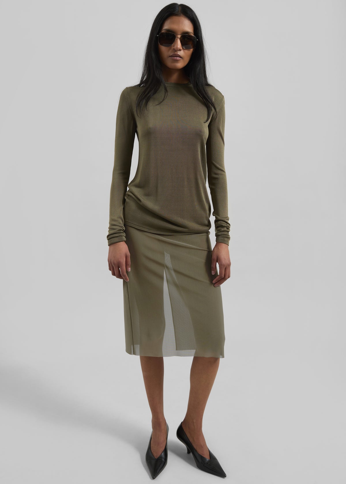 Suva Sheer Skirt - Khaki - 2