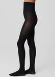 Swedish Stockings Diana Rib Wool Tights - Black Melange