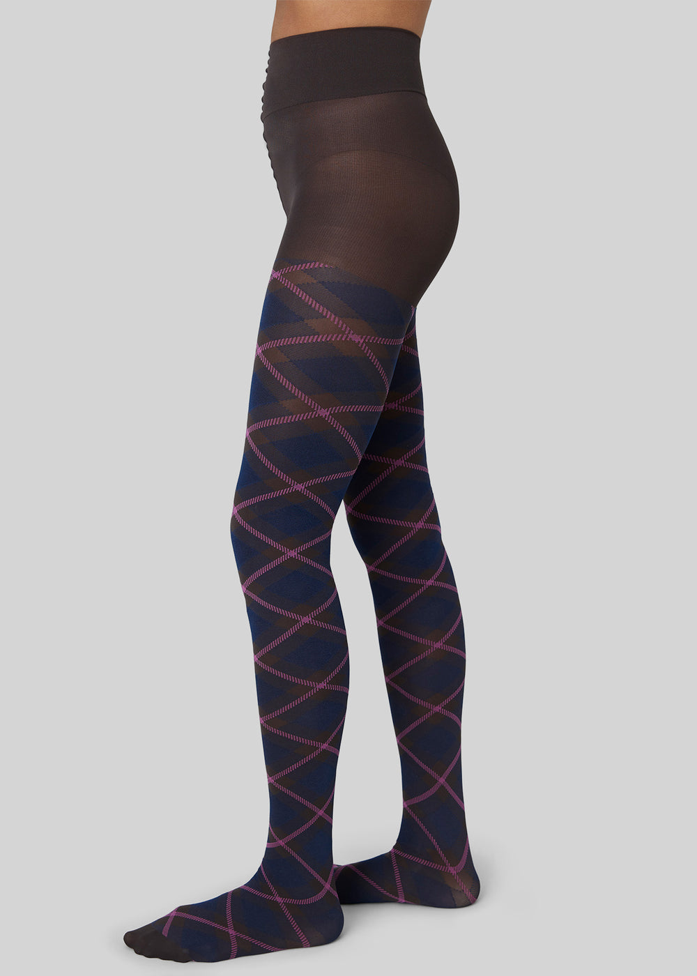 Swedish Stockings Franka Check Tights - Dark Brown - 1