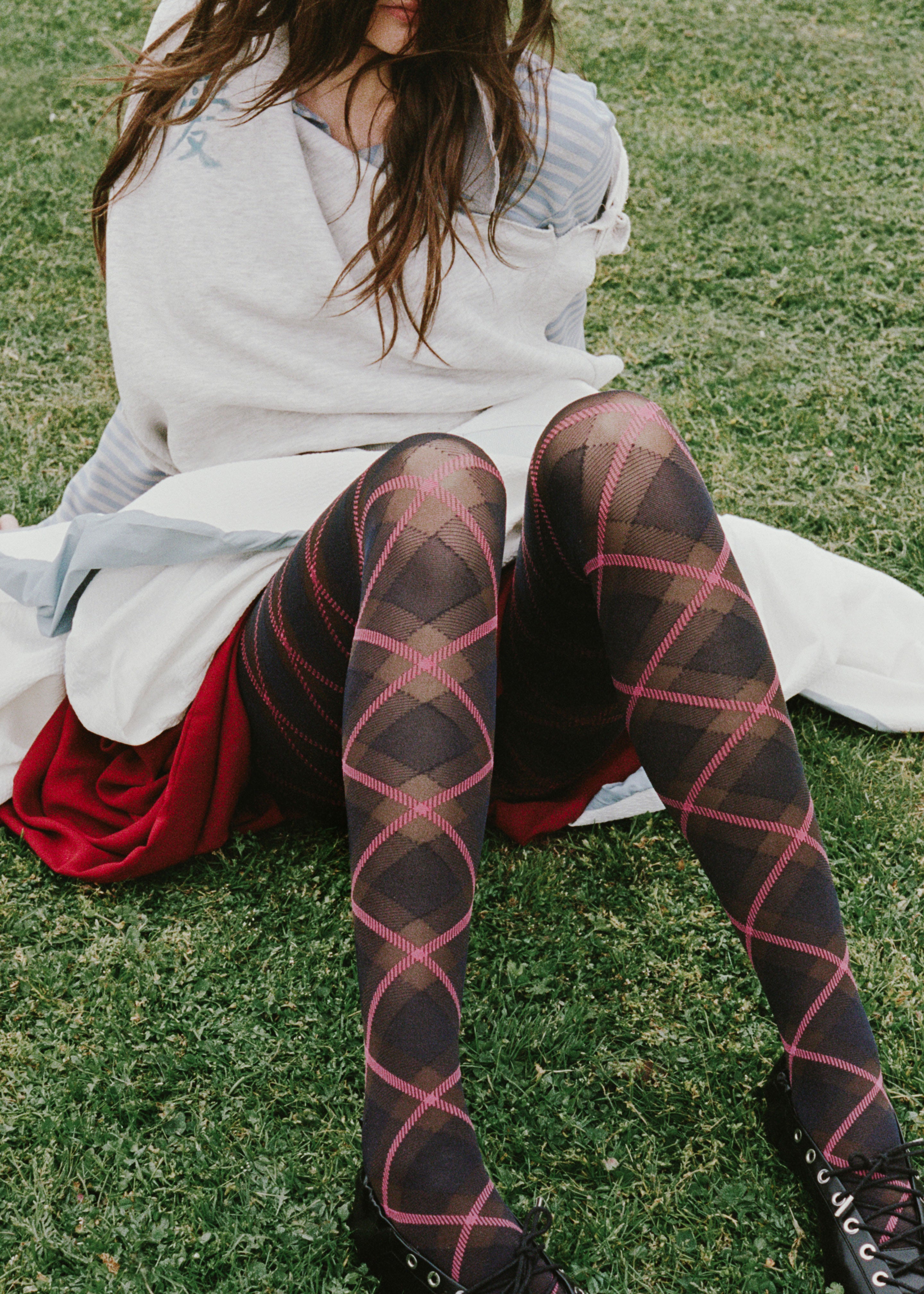 Swedish Stockings Franka Check Tights - Dark Brown - 3