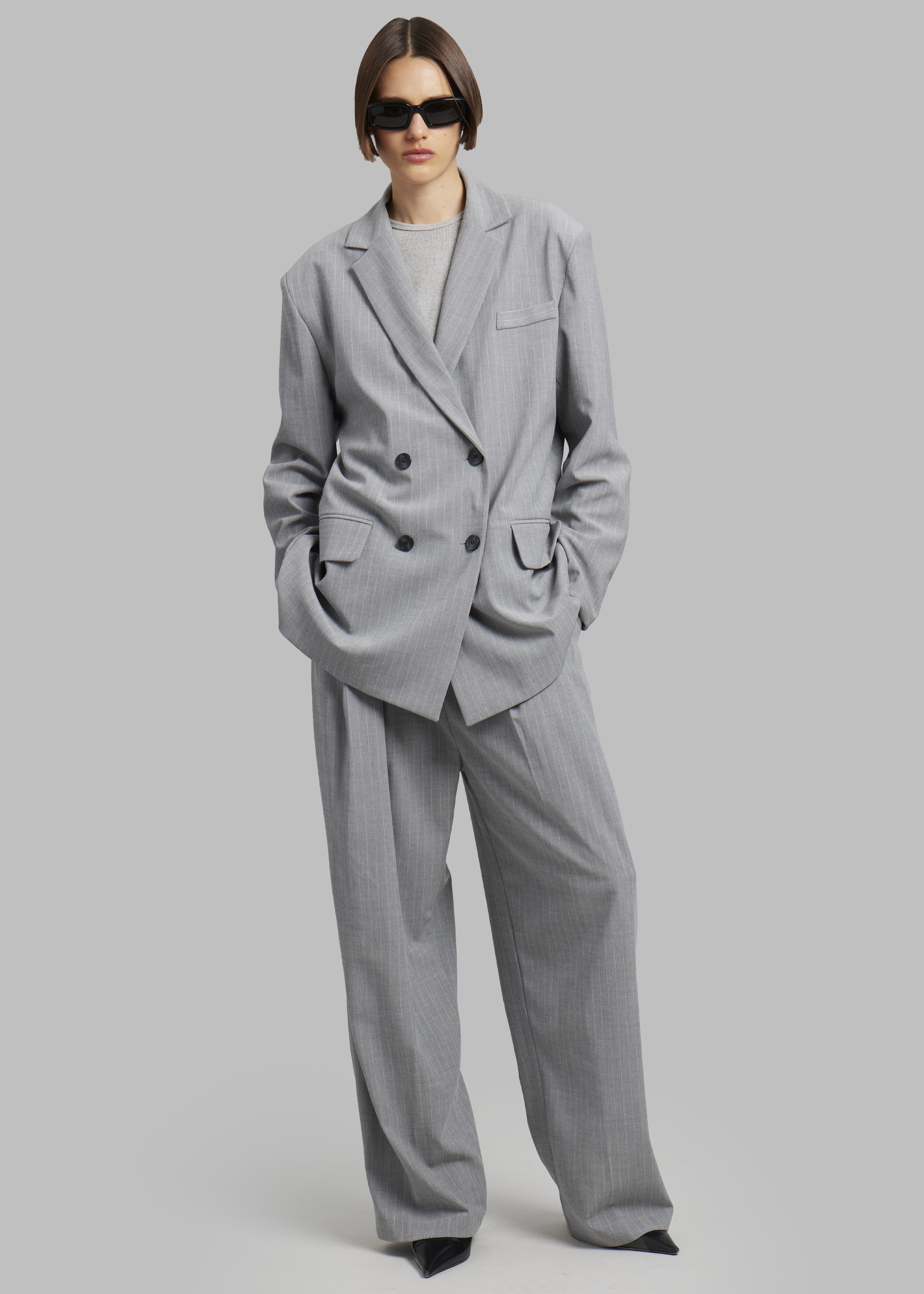 Sybil Trousers - Grey Pinstripe - 6