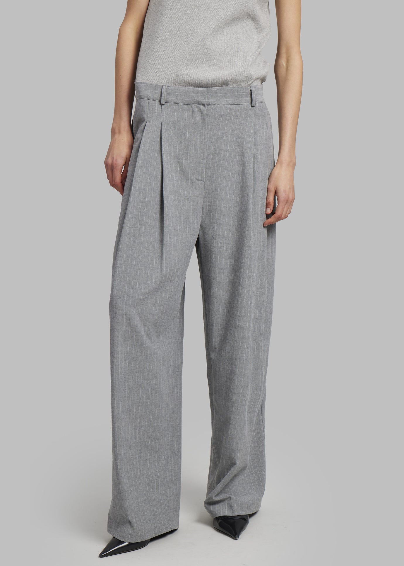 Sybil Trousers - Grey Pinstripe - 1