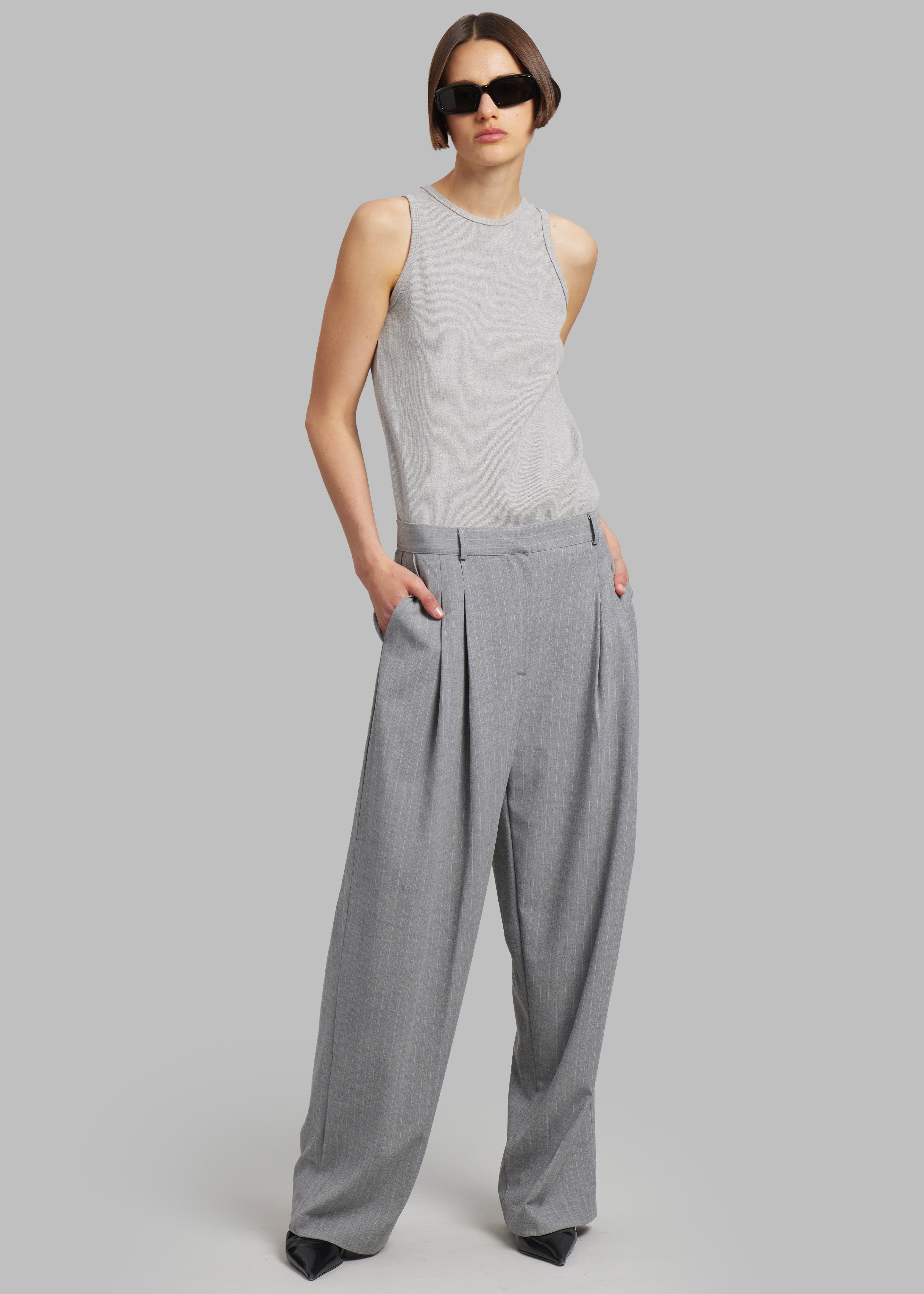 Sybil Trousers - Grey Pinstripe - 3