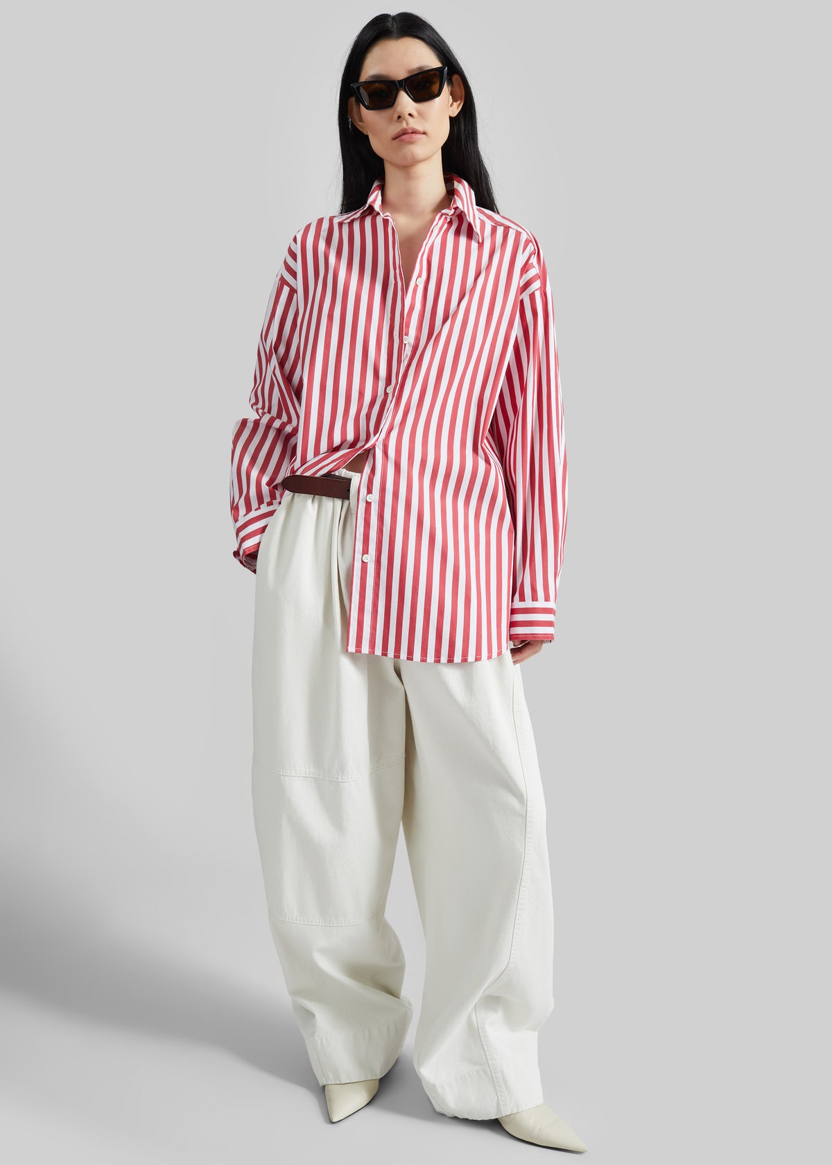 Sylvia Oxford Shirt - White/Red Stripe - 1