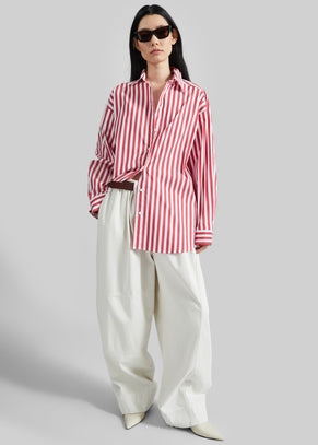 Sylvia Oxford Shirt - White/Red Stripe