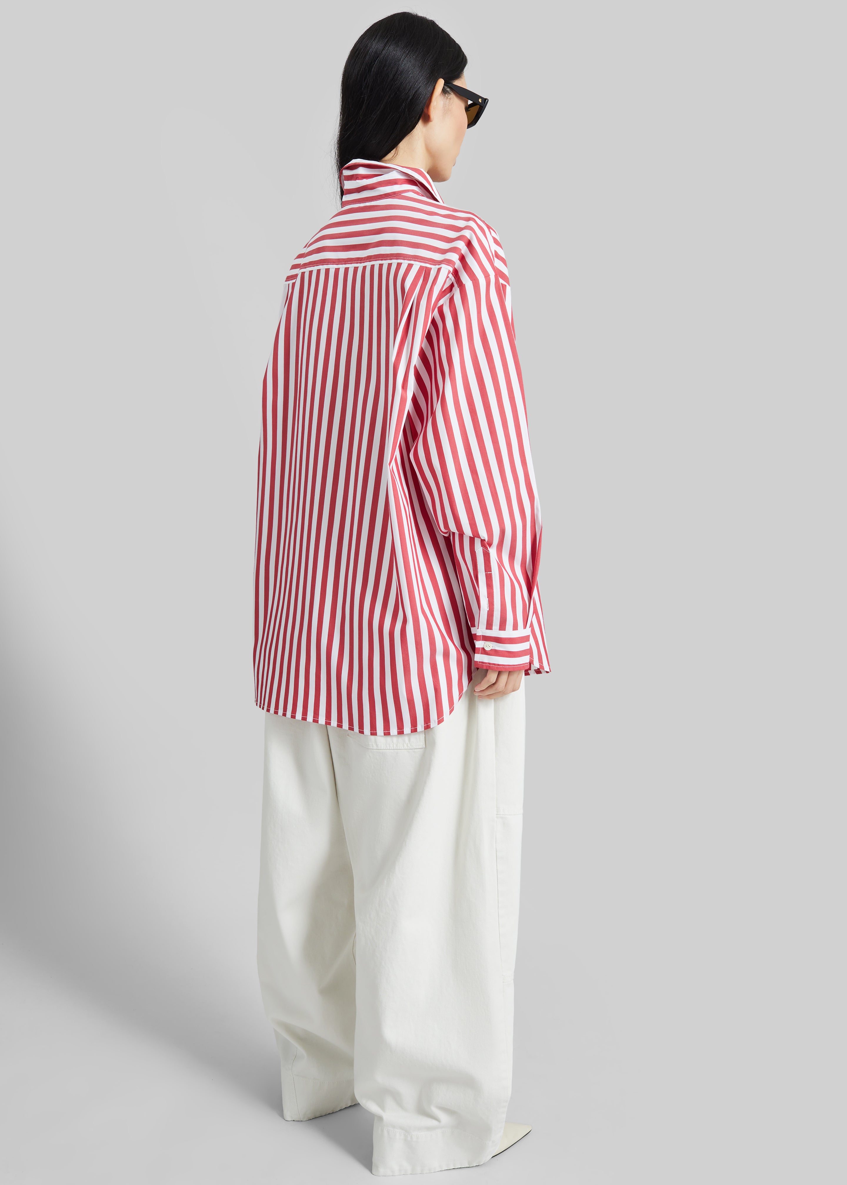 Sylvia Oxford Shirt - White/Red Stripe - 8