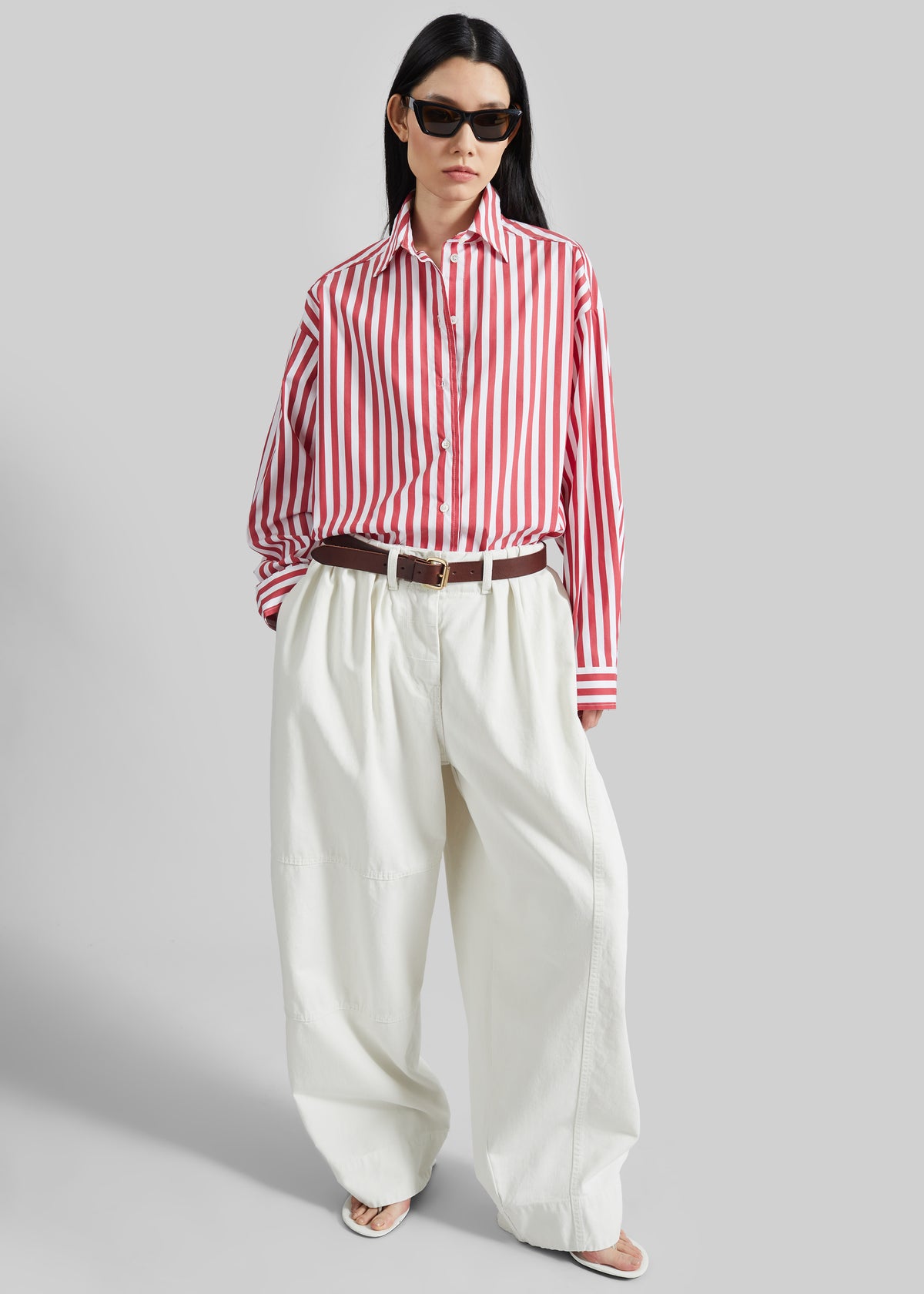 Sylvia Oxford Shirt - White/Red Stripe - 5