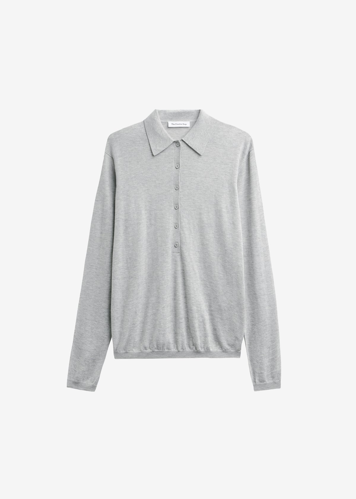 Tala Knit V-Neck Polo - Light Grey - 8