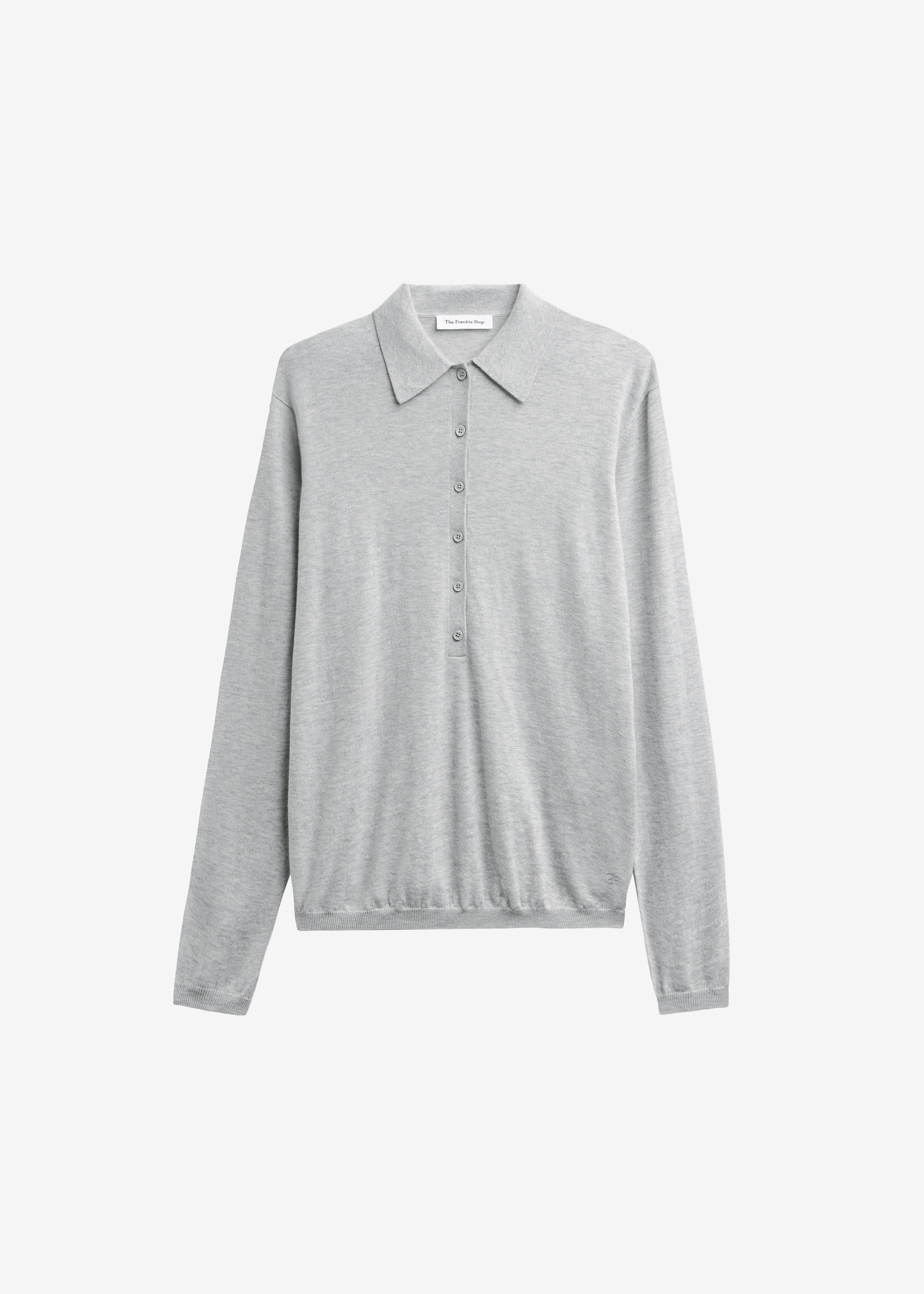 Tala Knit V-Neck Polo - Light Grey - 8