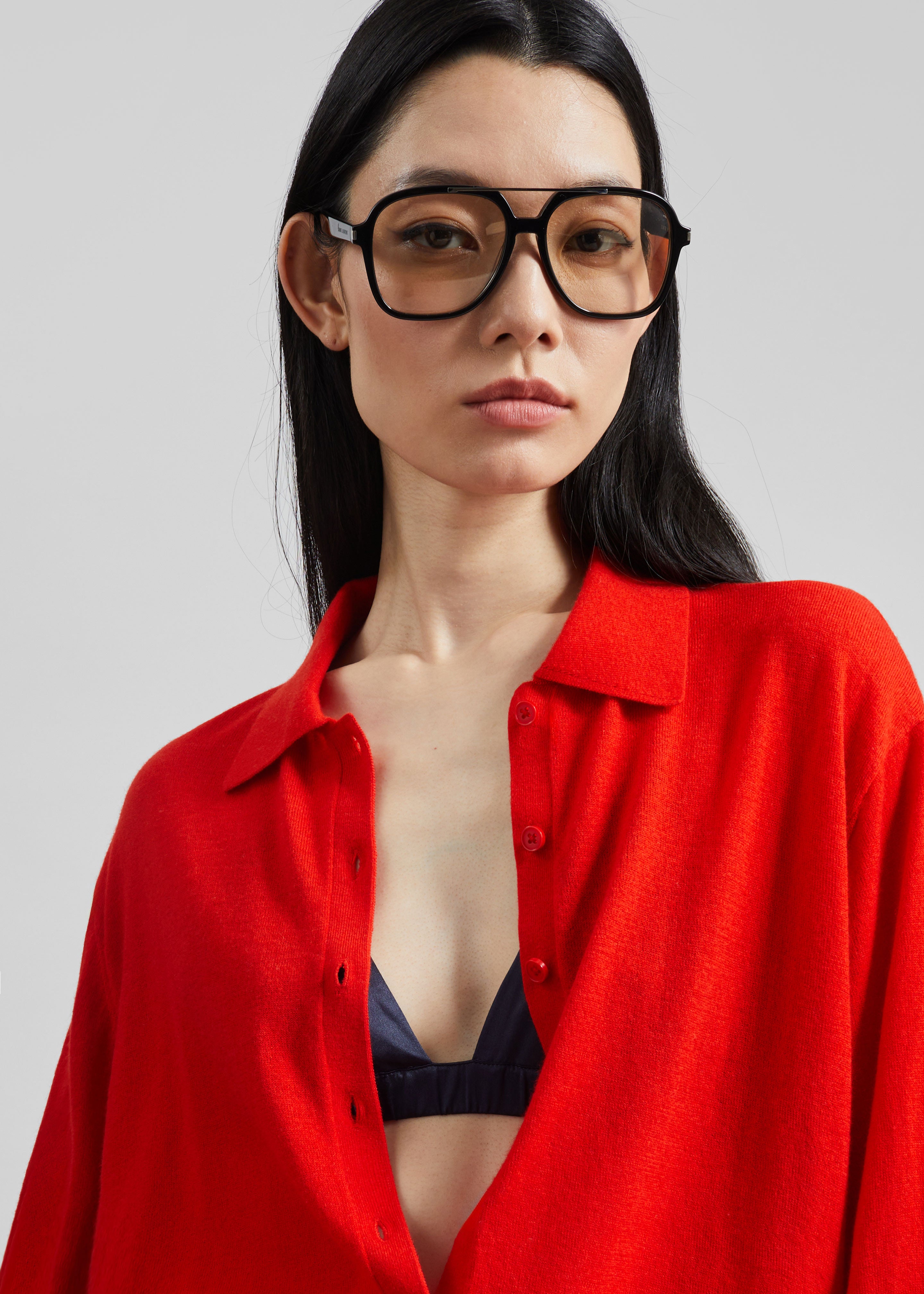 Tala Knit V-Neck Polo - Red - 5