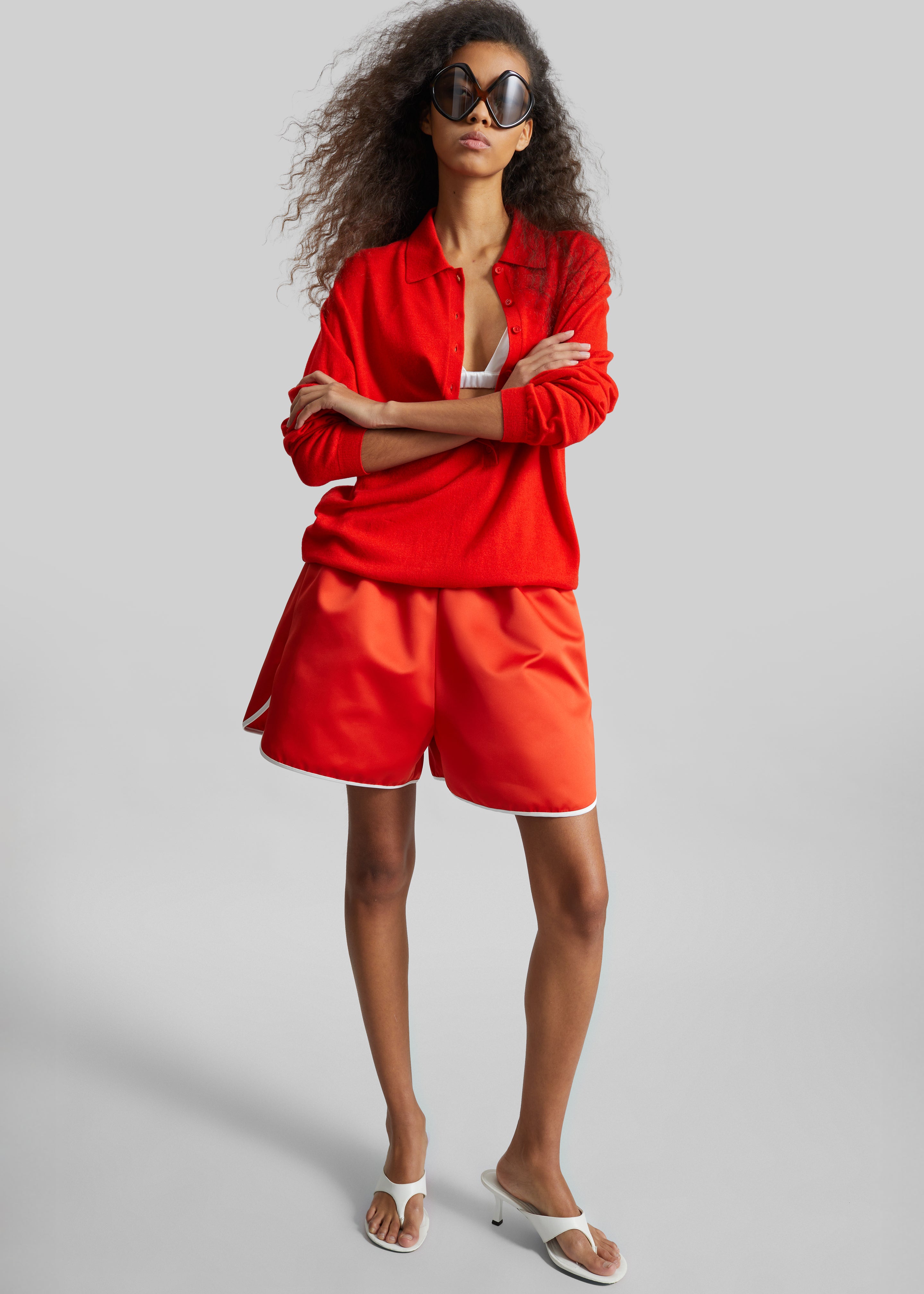 Tala Knit V-Neck Polo - Red - 6