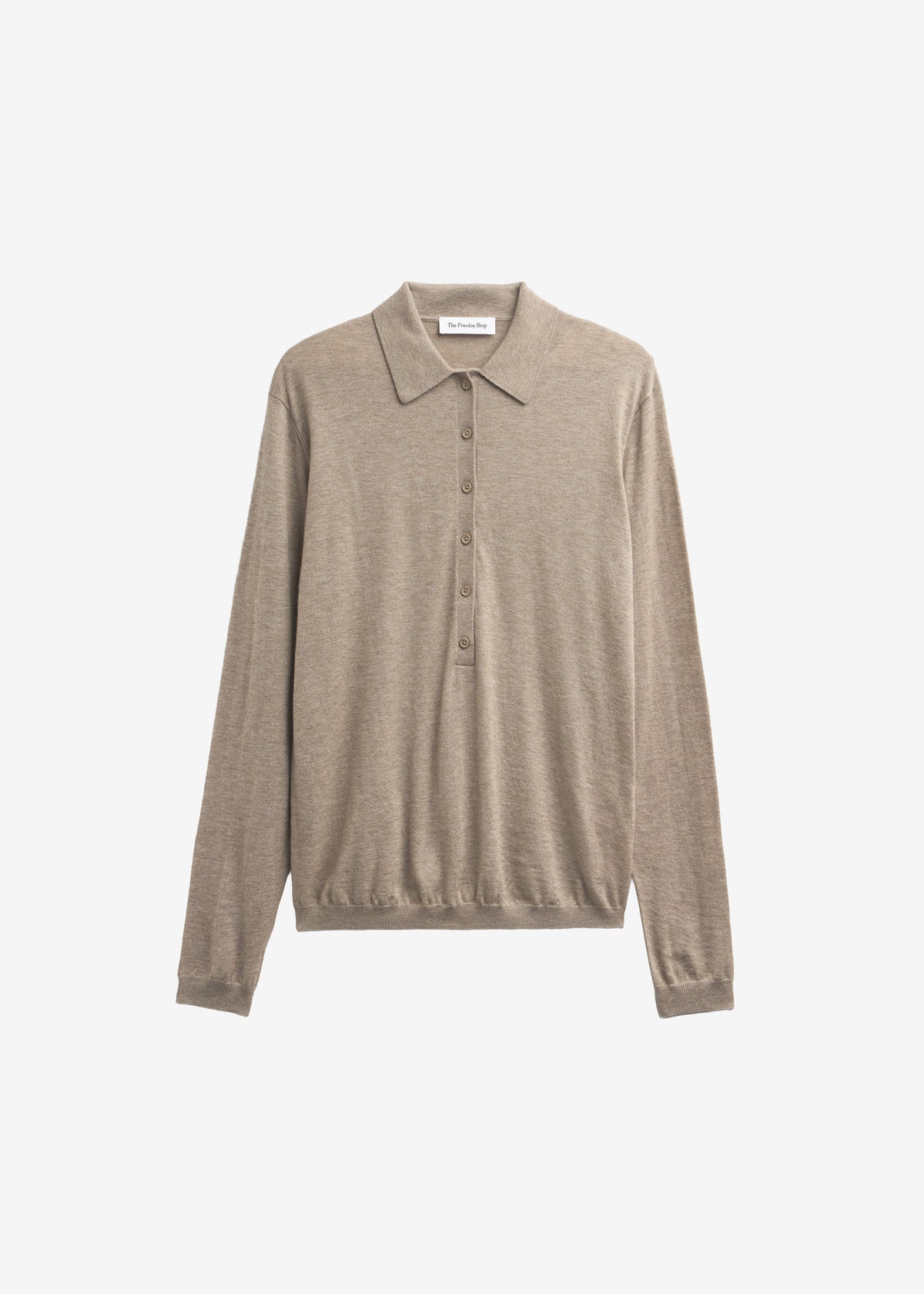 Tala Knit V-Neck Polo - Taupe Melange - 12