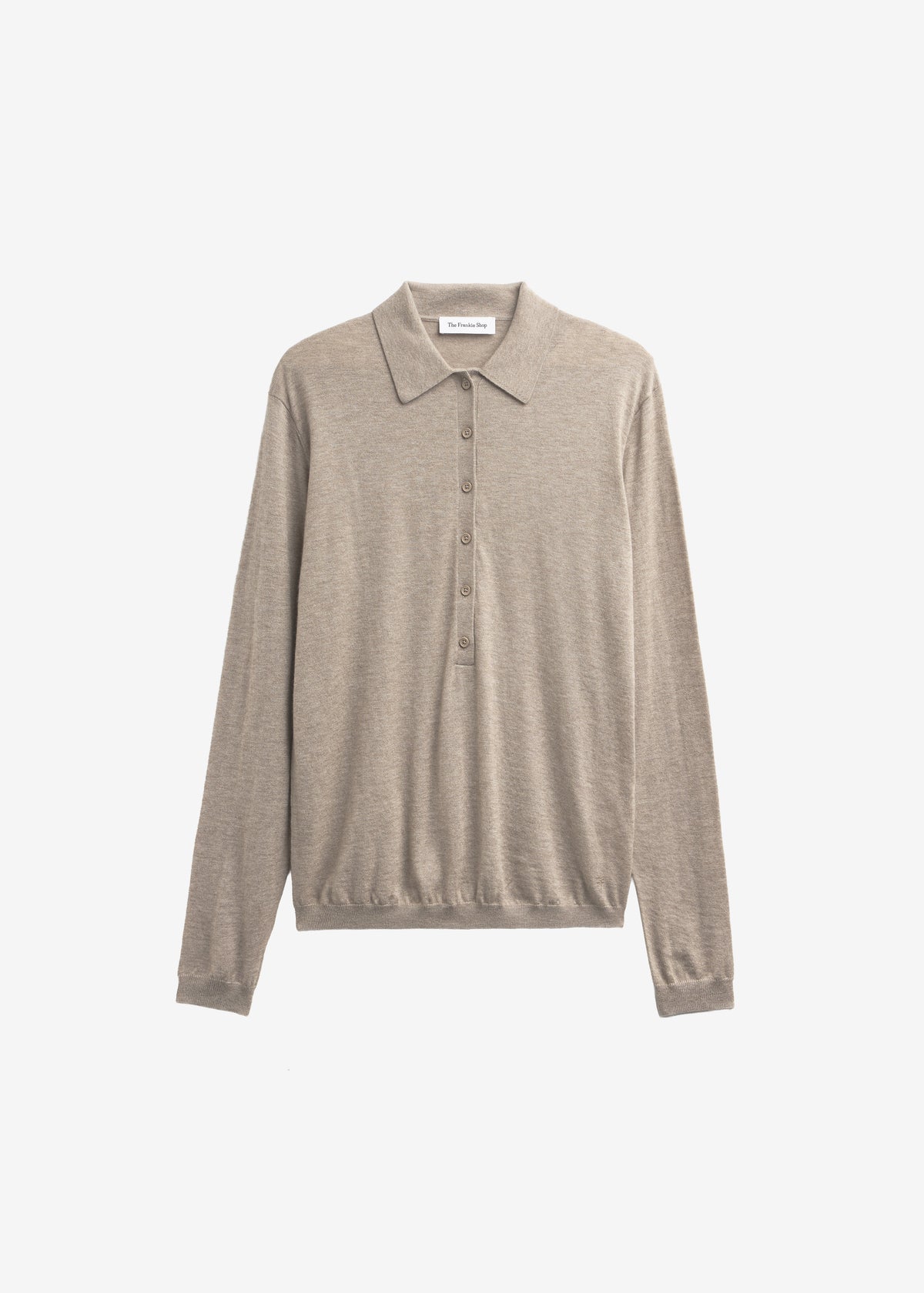 Tala Knit V-Neck Polo - Taupe Melange - 10