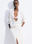 Tala Knit V-Neck Polo - White
