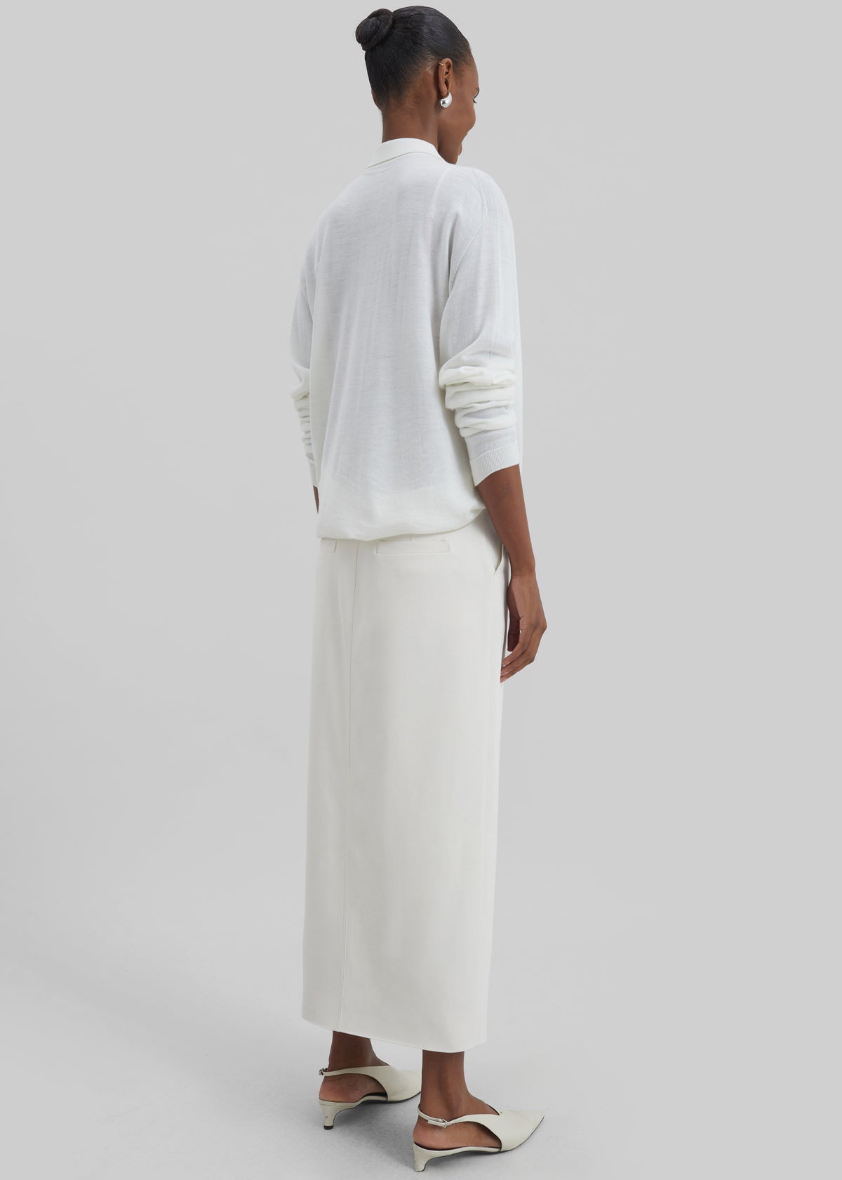 Tala Knit V-Neck Polo - White - 7