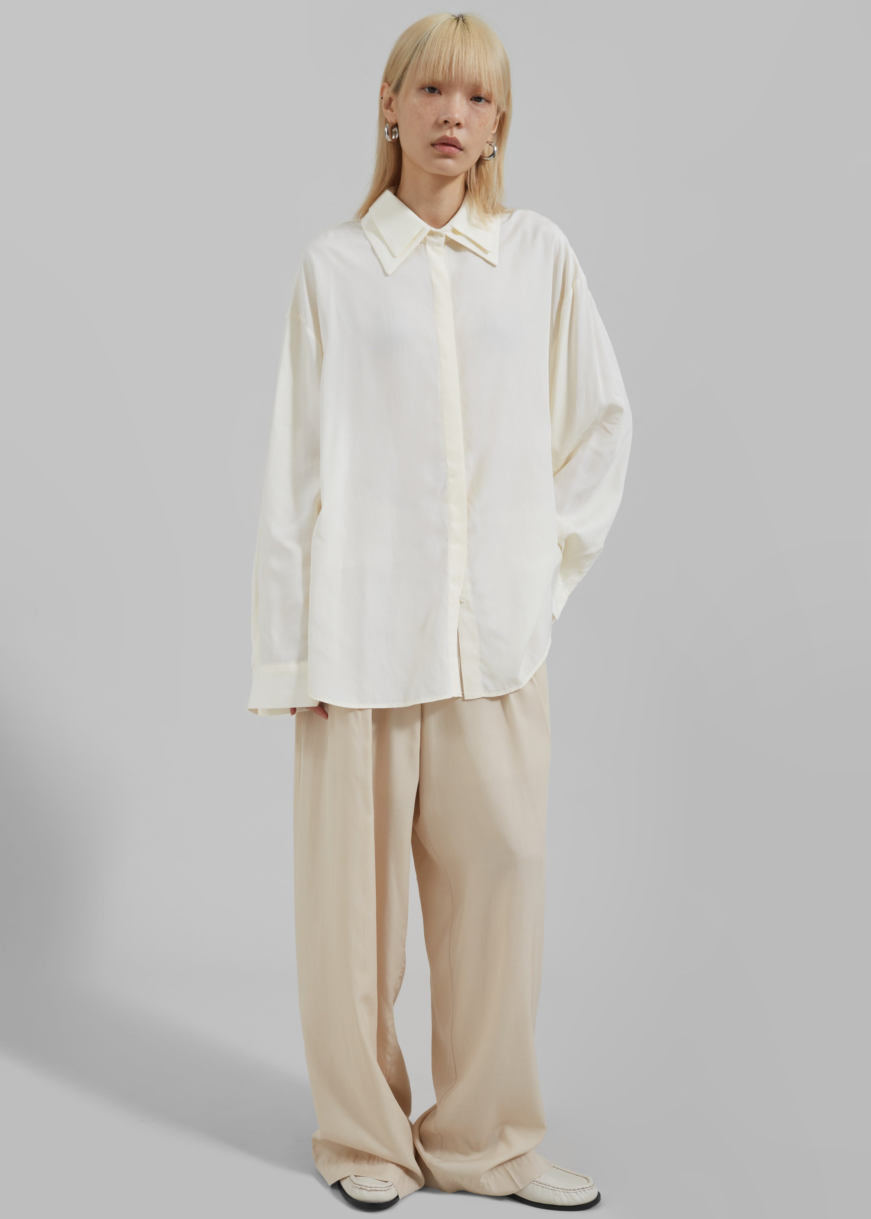 Tali Double Collar Shirt - Ivory - 5