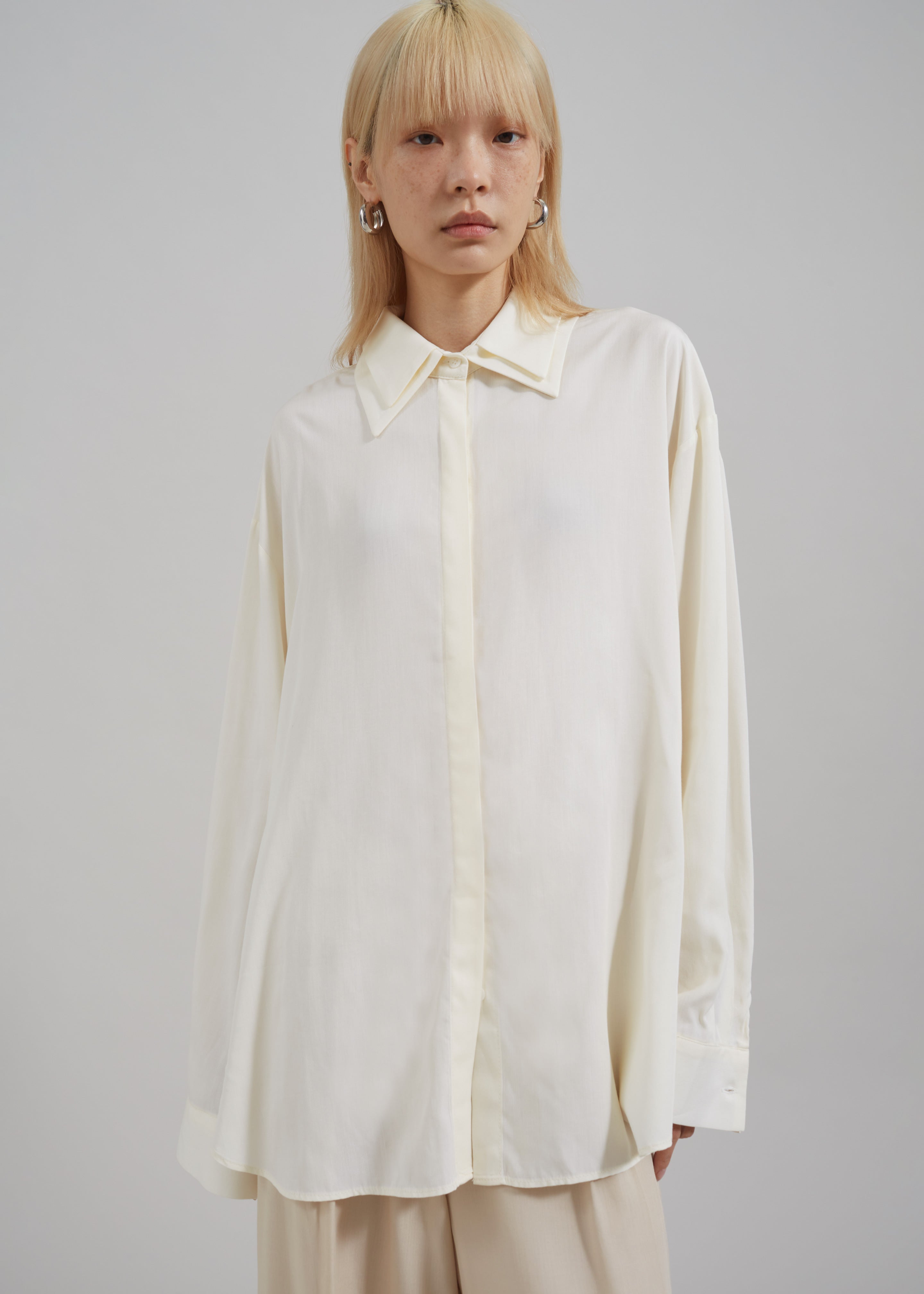 Tali Double Collar Shirt - Ivory - 2