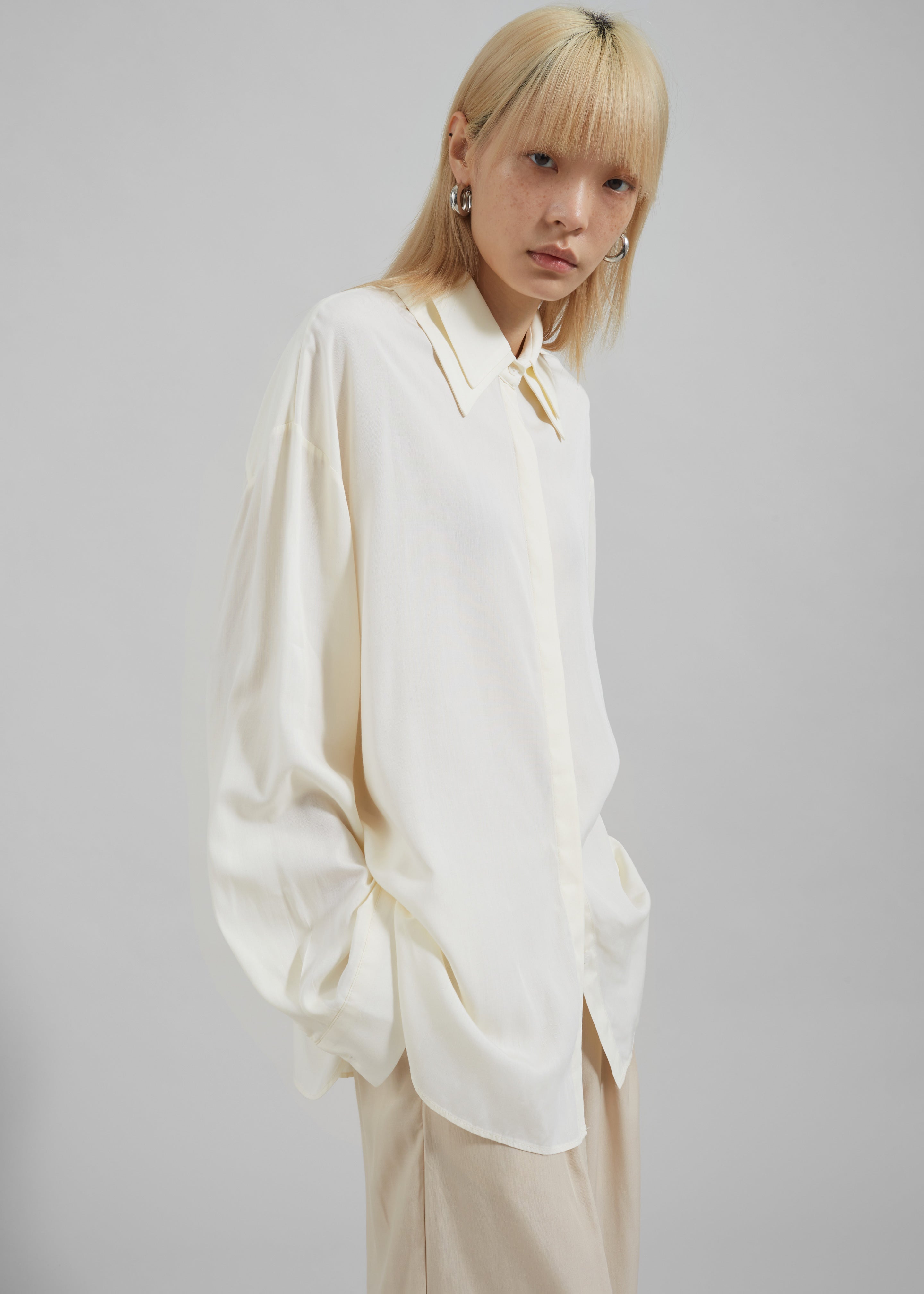 Tali Double Collar Shirt - Ivory - 4