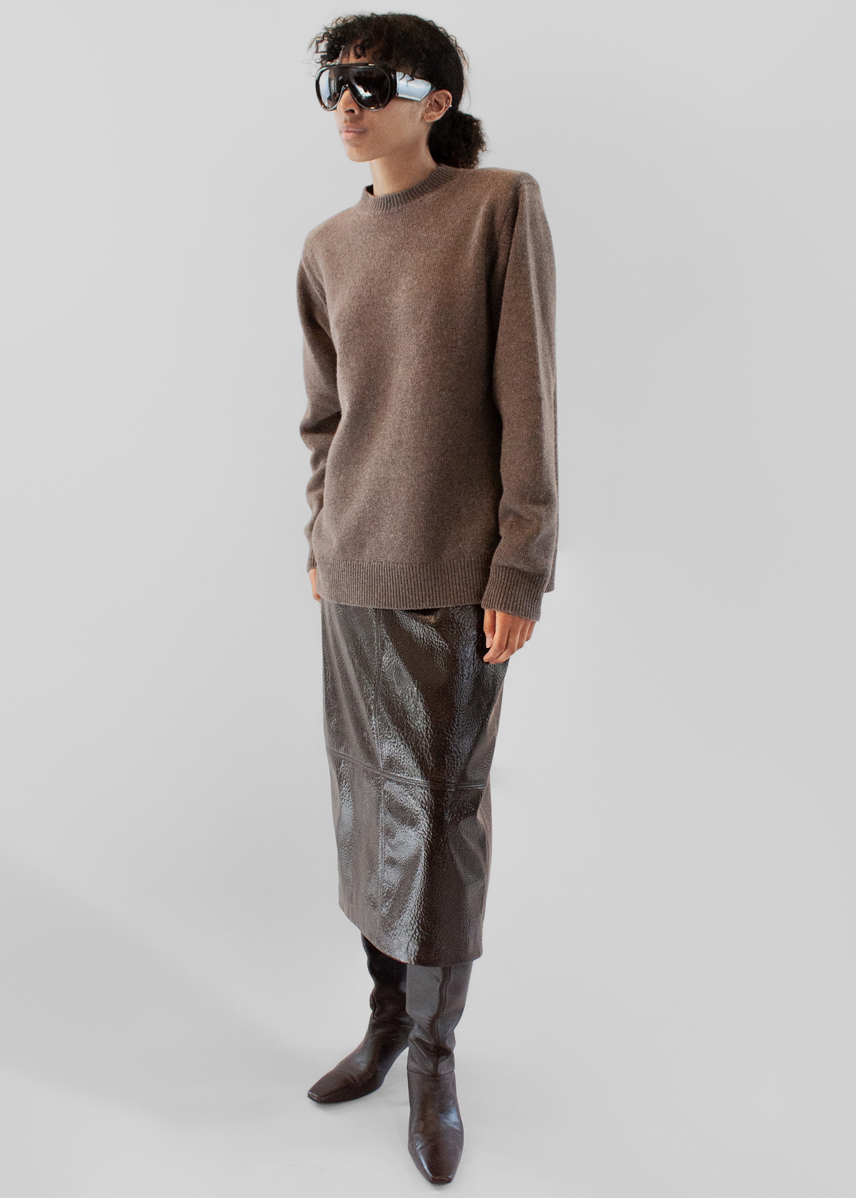 Taney Crackled Pencil Skirt - Brown - 6