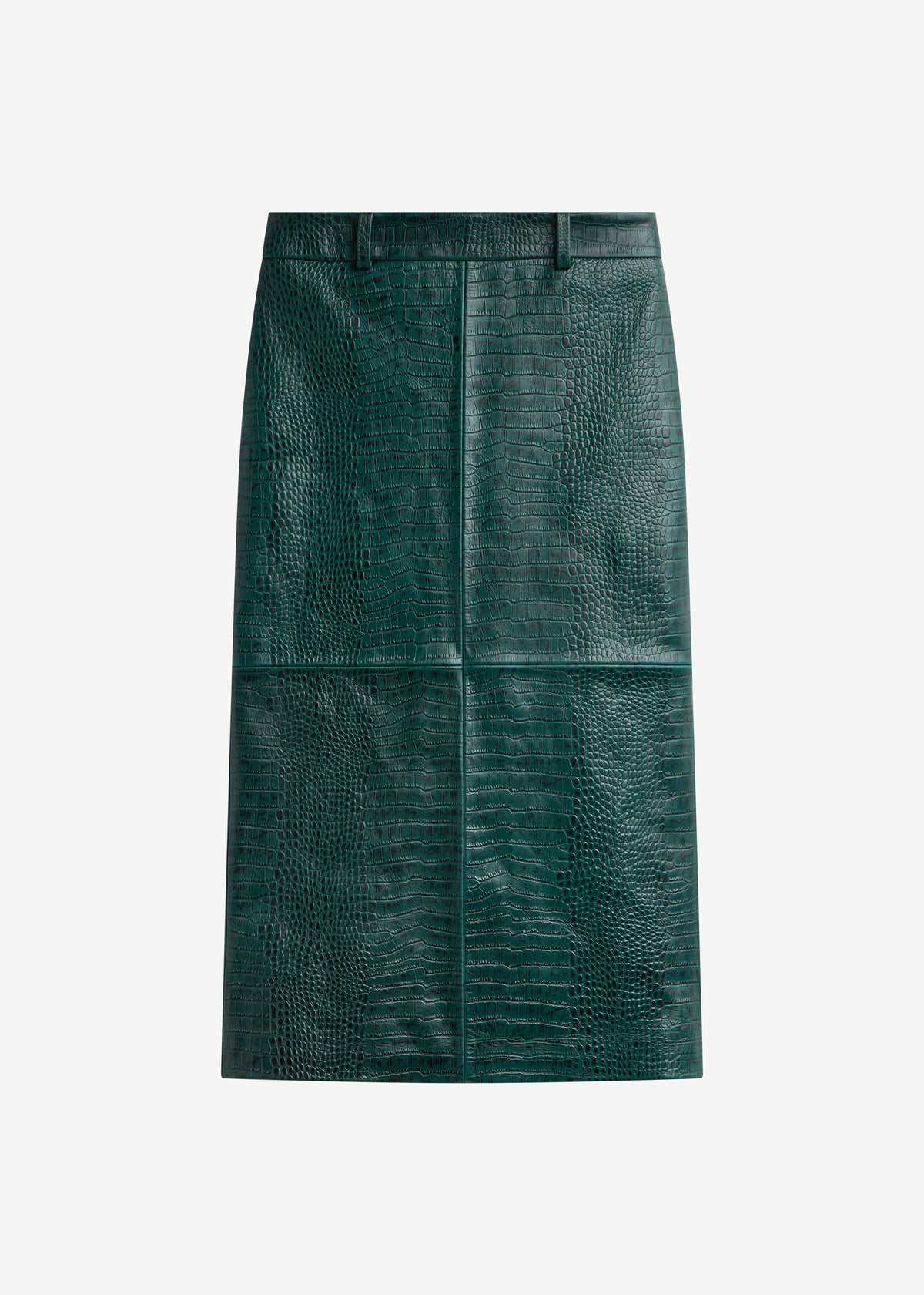 Taney Croc Leather Pencil Skirt - Bottle Green - 7