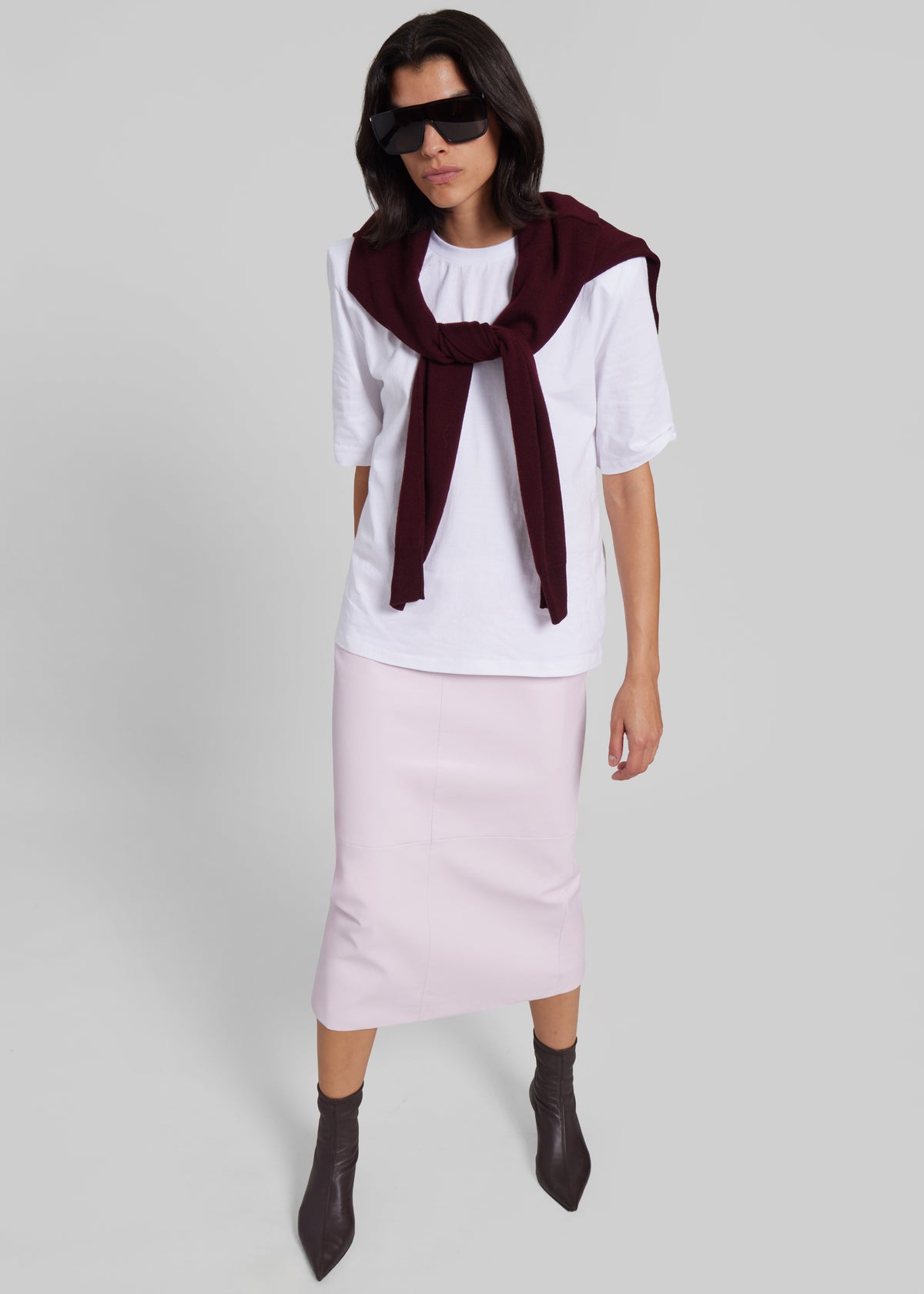 Taney Leather Pencil Skirt - Faded Pink - 6