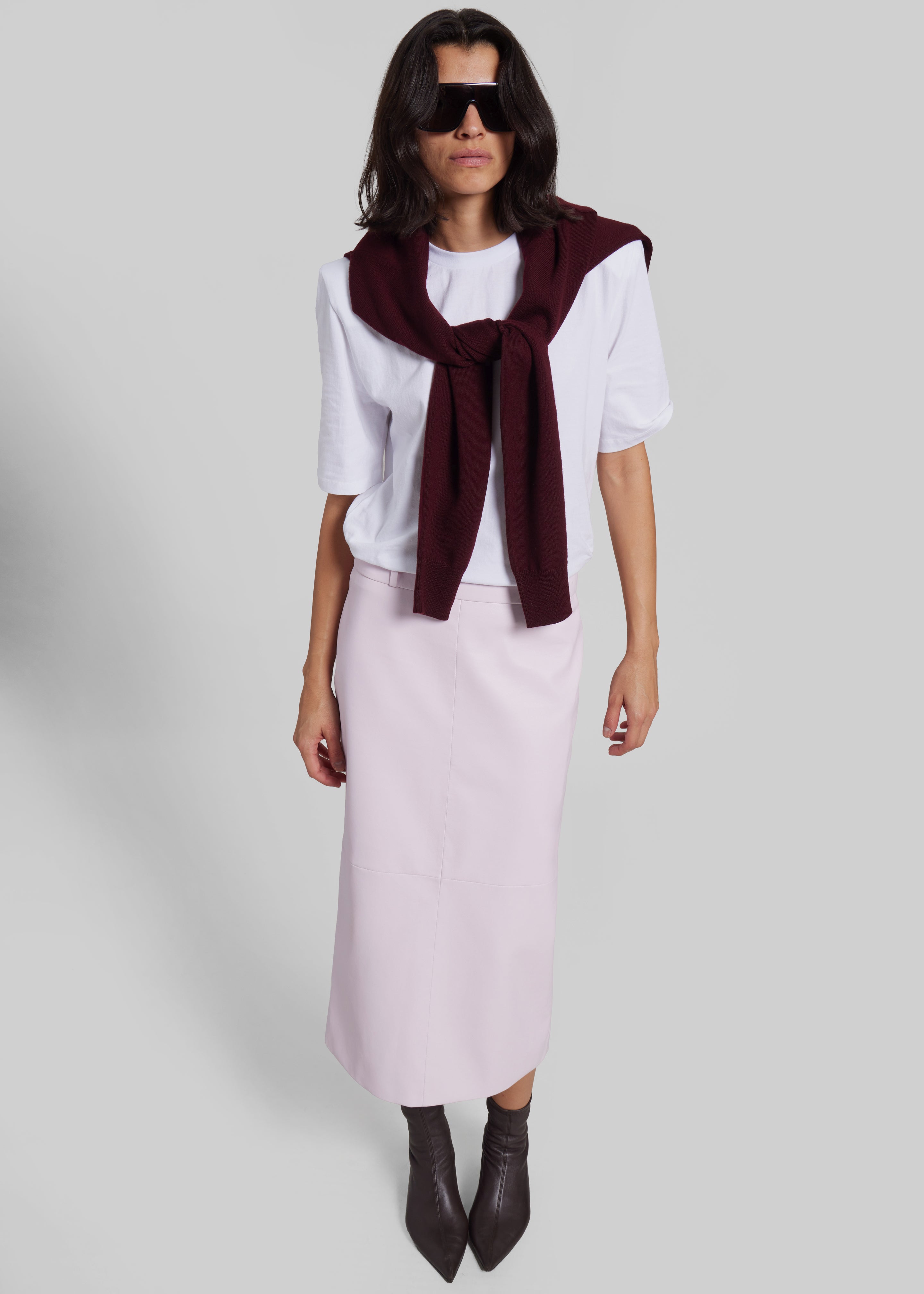 Taney Leather Pencil Skirt - Faded Pink - 8