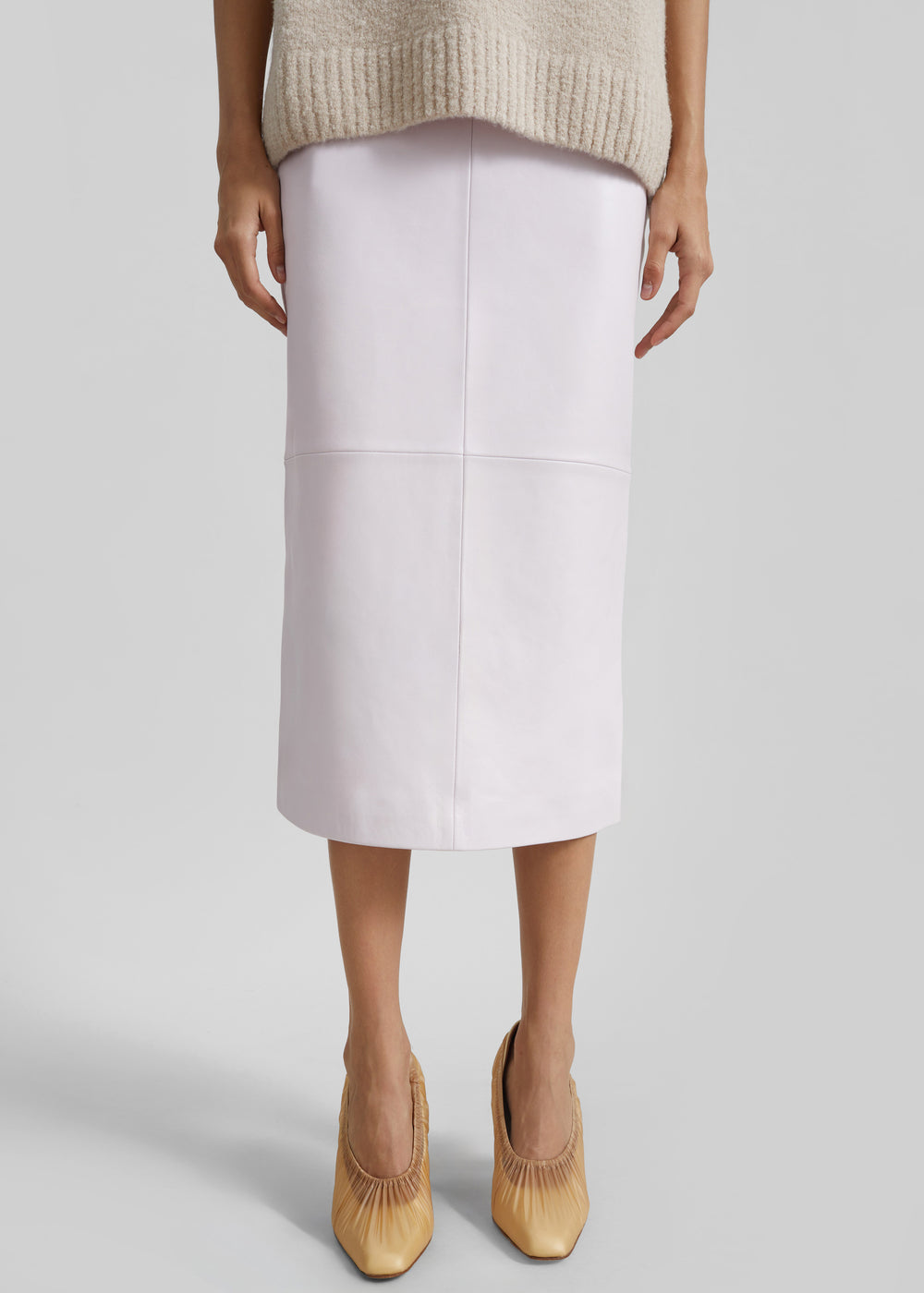 Taney Leather Pencil Skirt - Faded Pink - 1