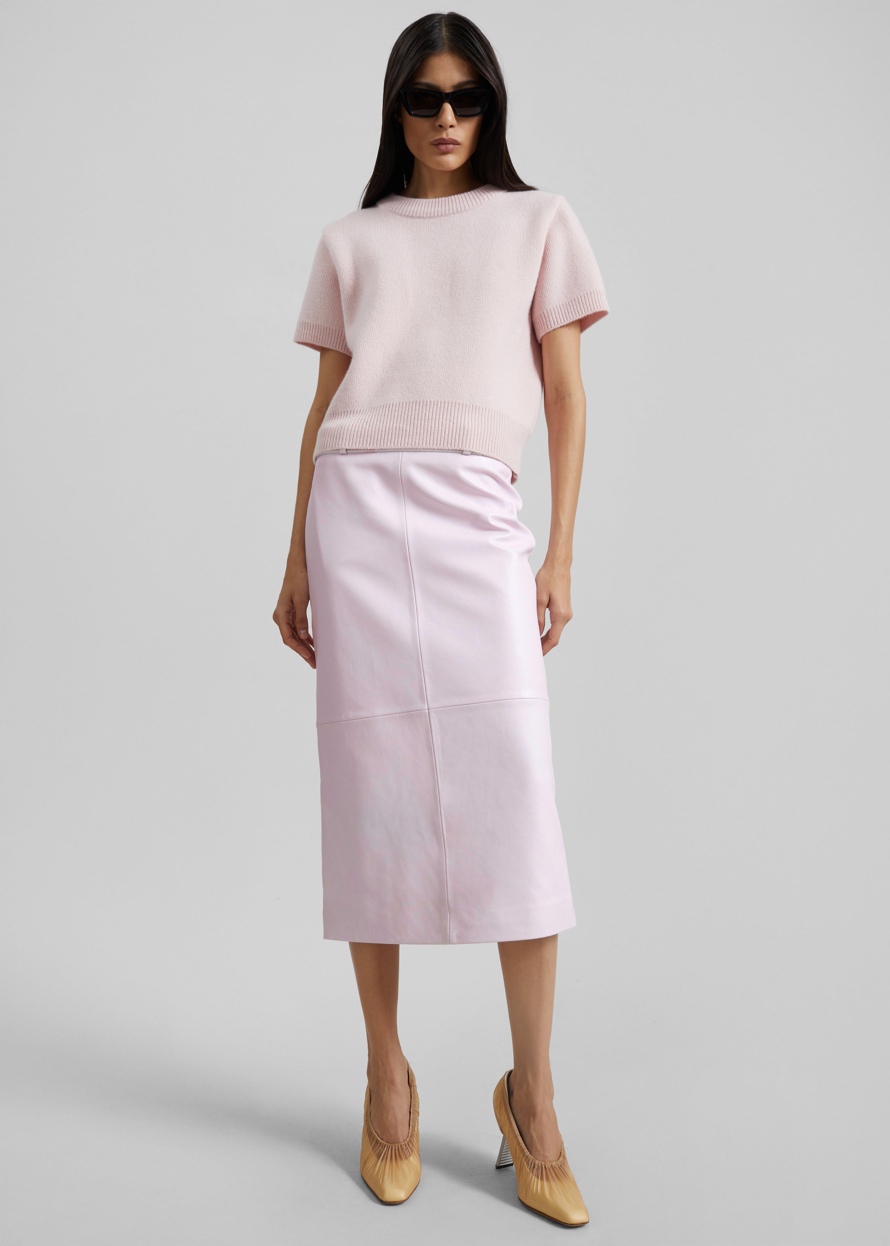 Taney Leather Pencil Skirt - Faded Pink - 7