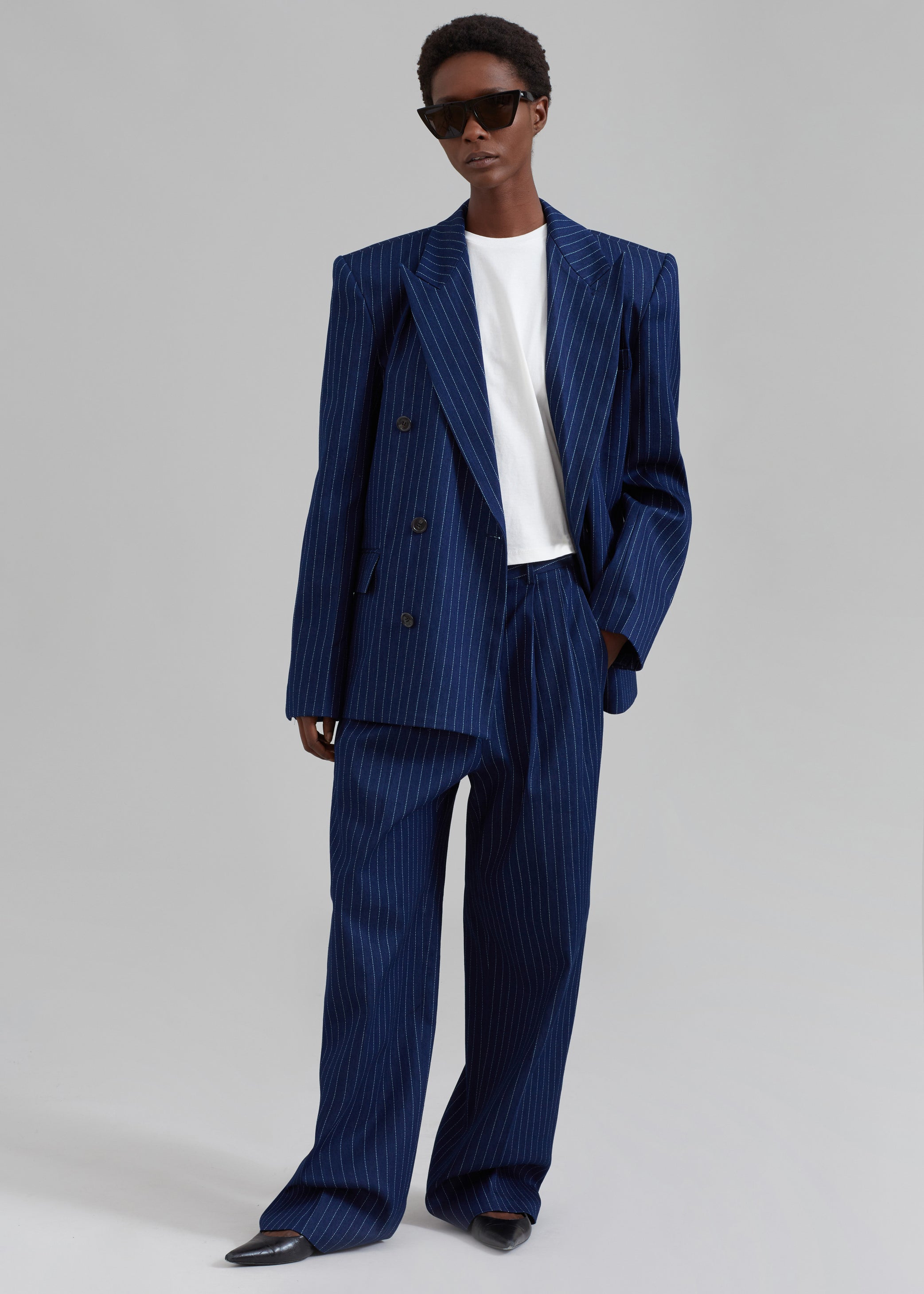 Shop the look image for Tansy Denim Pants - Navy Pinstripe