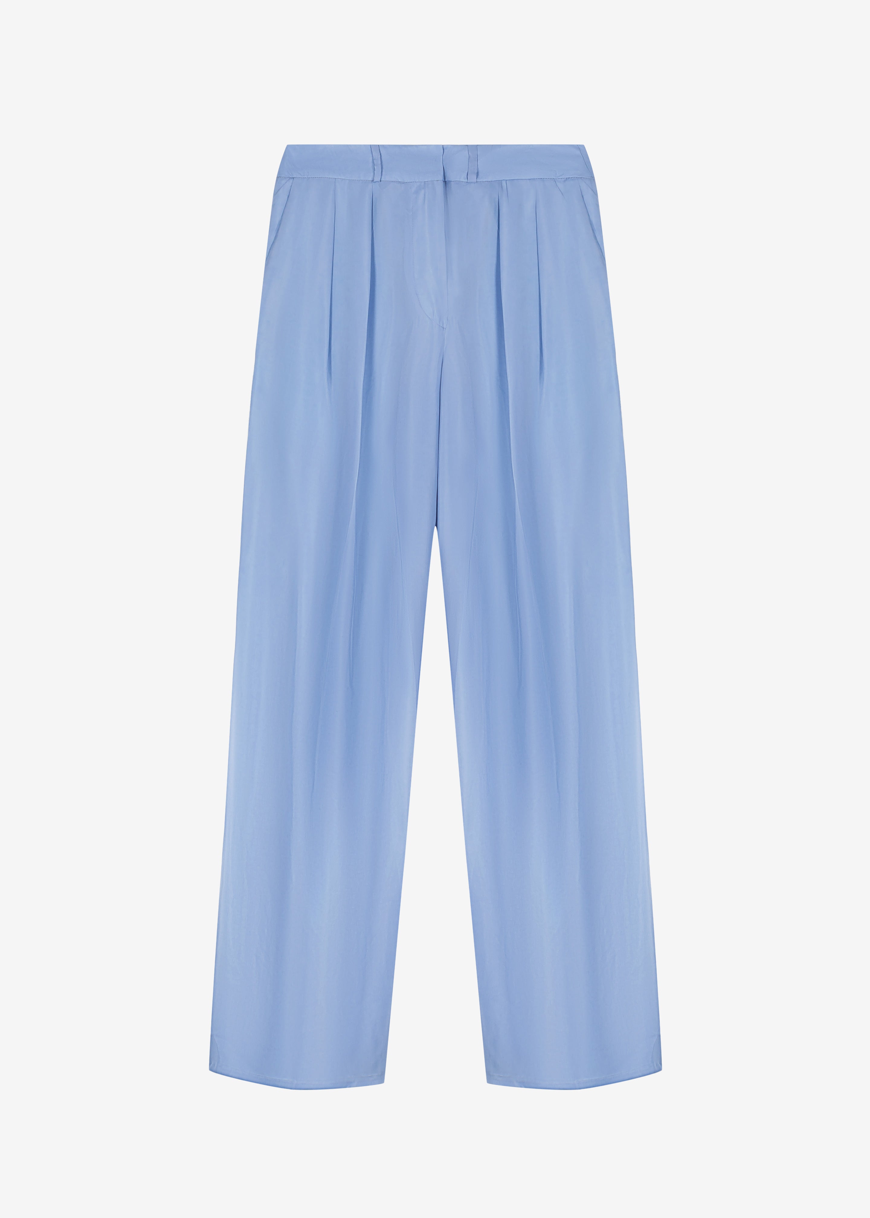 Tansy Silky Pleated Trousers - Light Blue - 9