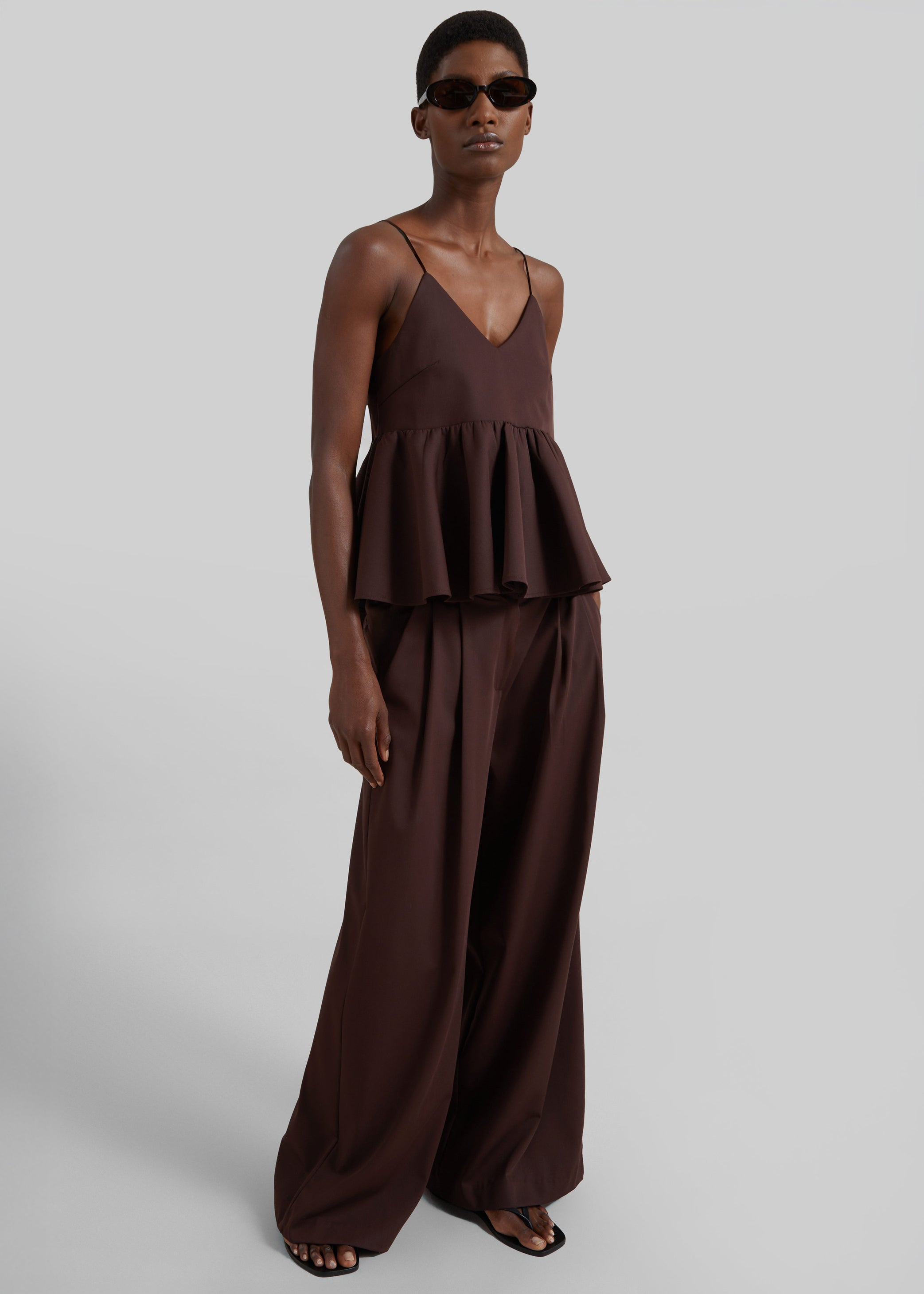 Shop the look image for Taormina Peplum Top - Chocolate