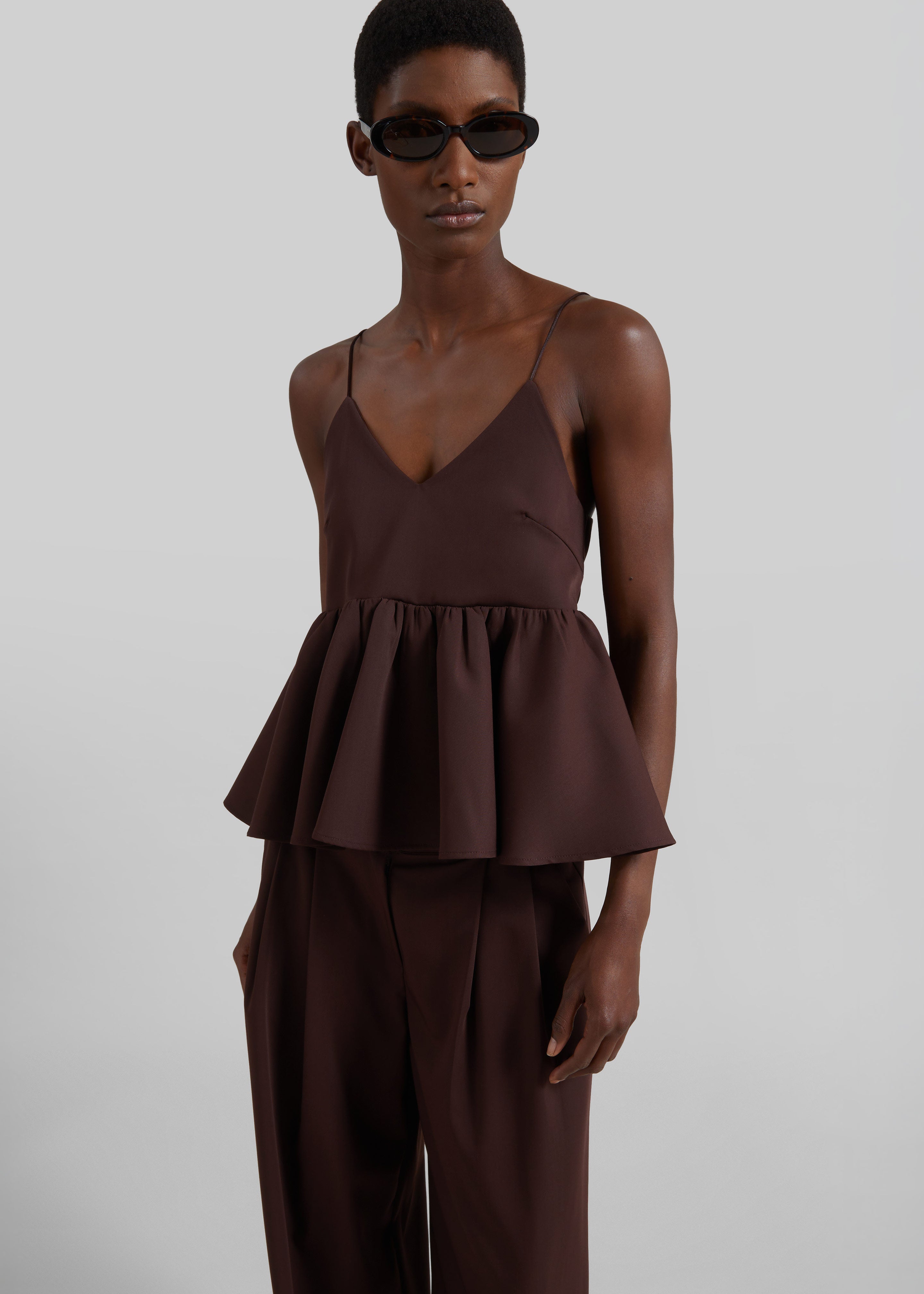 Taormina Peplum Top - Chocolate - 1