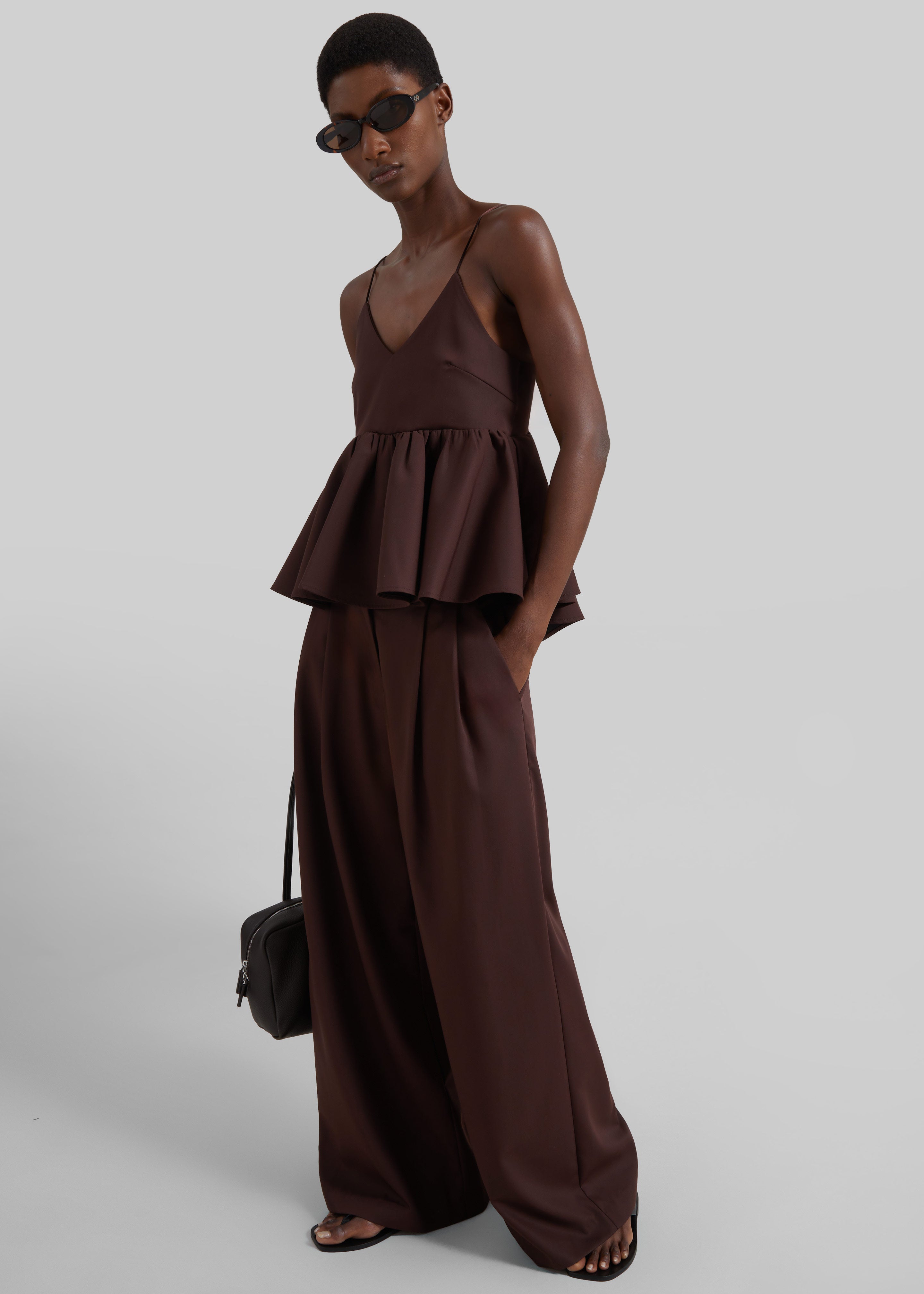 Taormina Pleated Trousers - Chocolate - 1