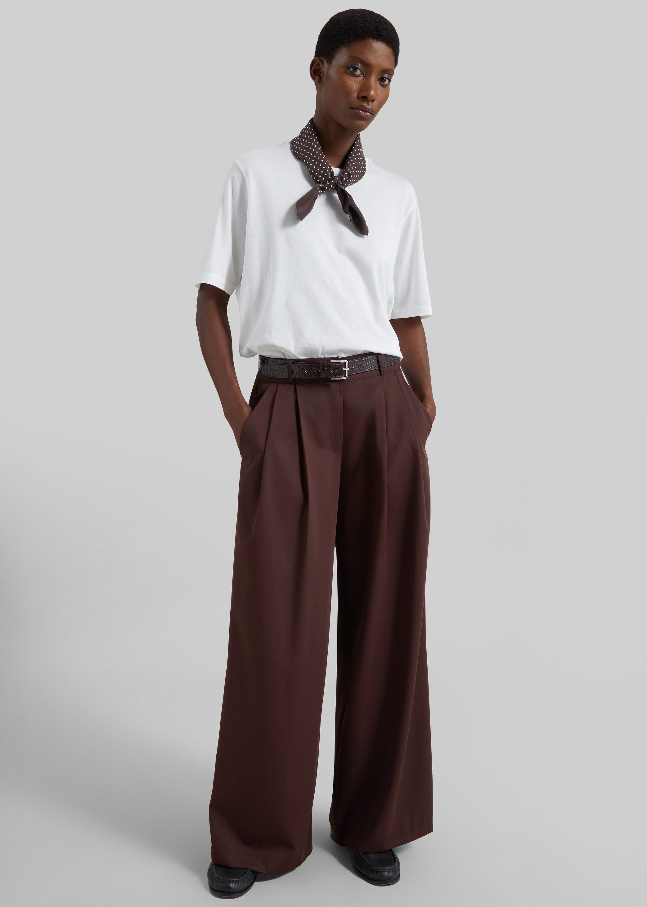 Shop the look image for Taormina Pleated Trousers - Chocolate