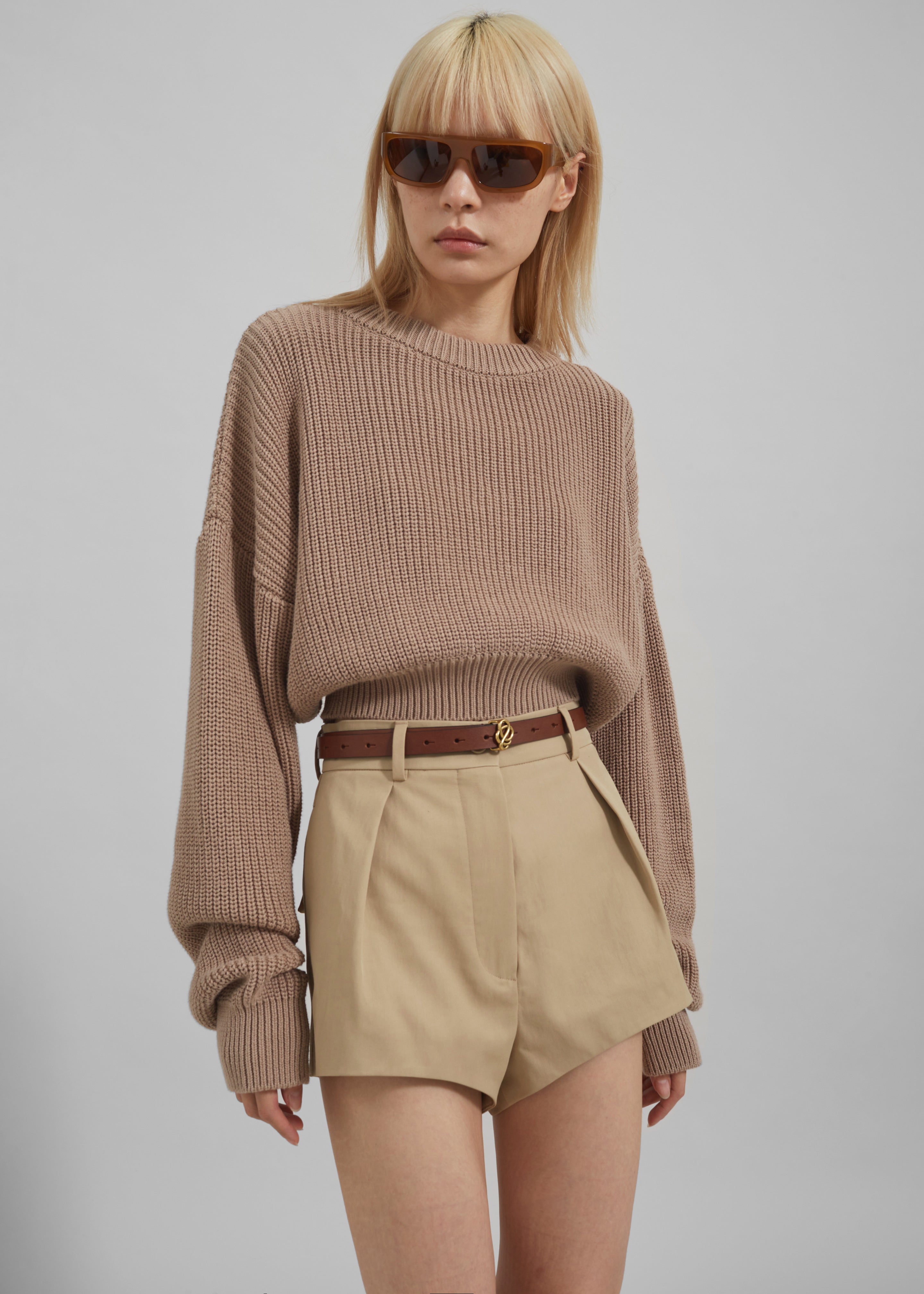 Teague Cropped Sweater - Beige - 4