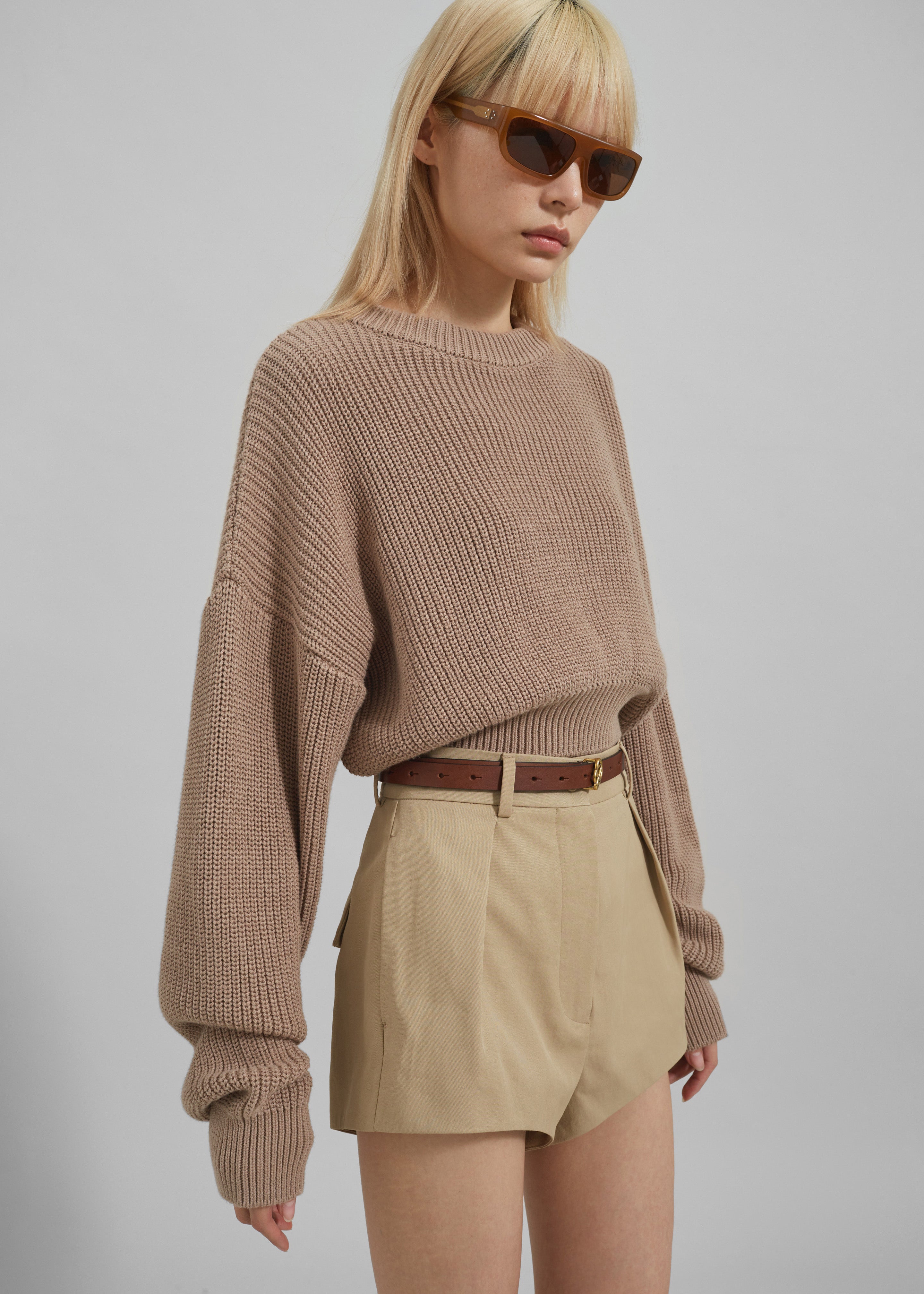 Teague Cropped Sweater - Beige - 2